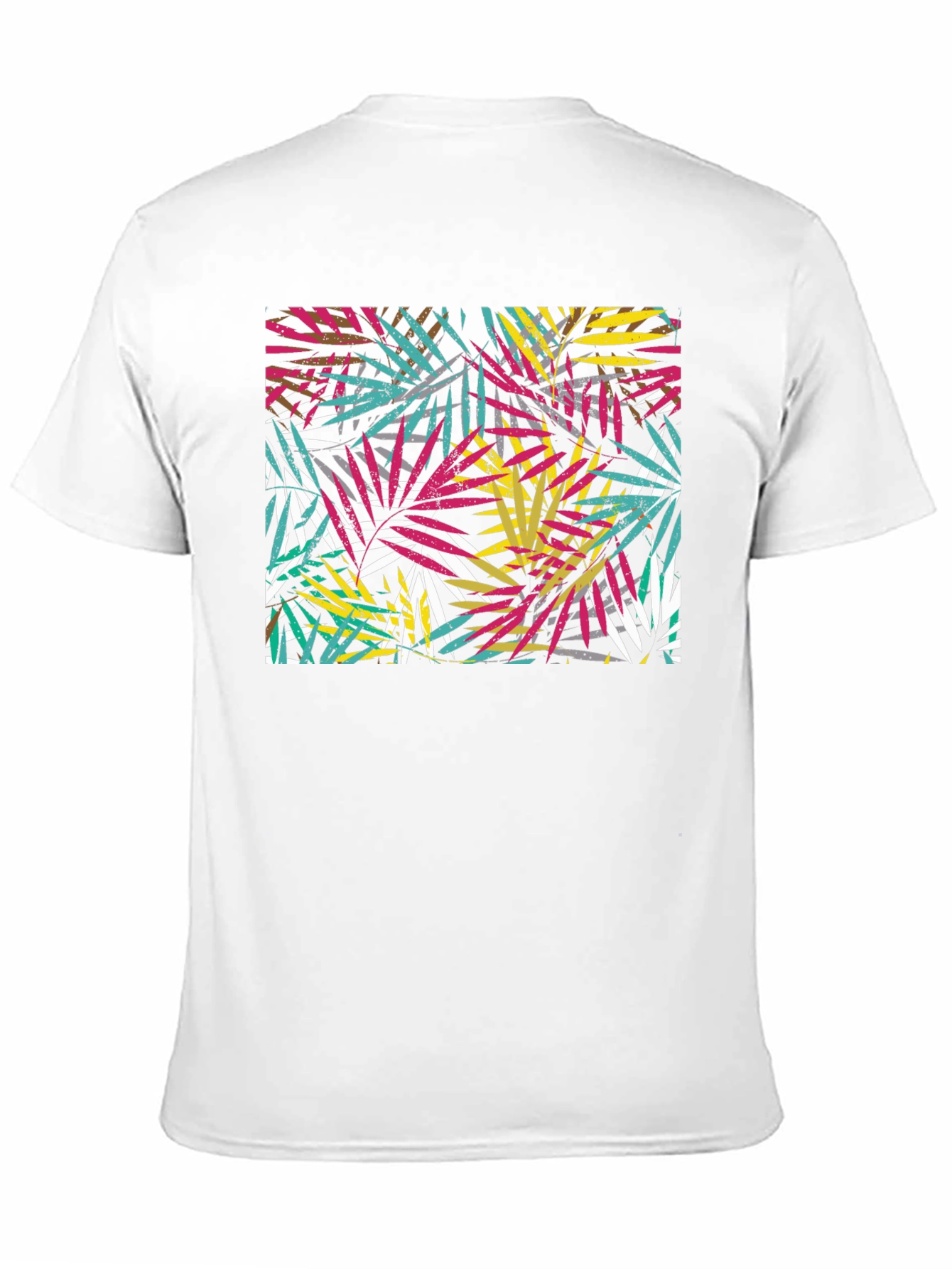 Black Tropical Leaf Print Black T-Shirt view 11