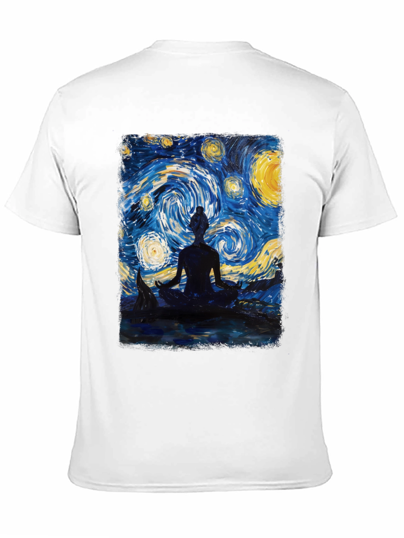 Black Starry Night Meditation T-Shirt view 11