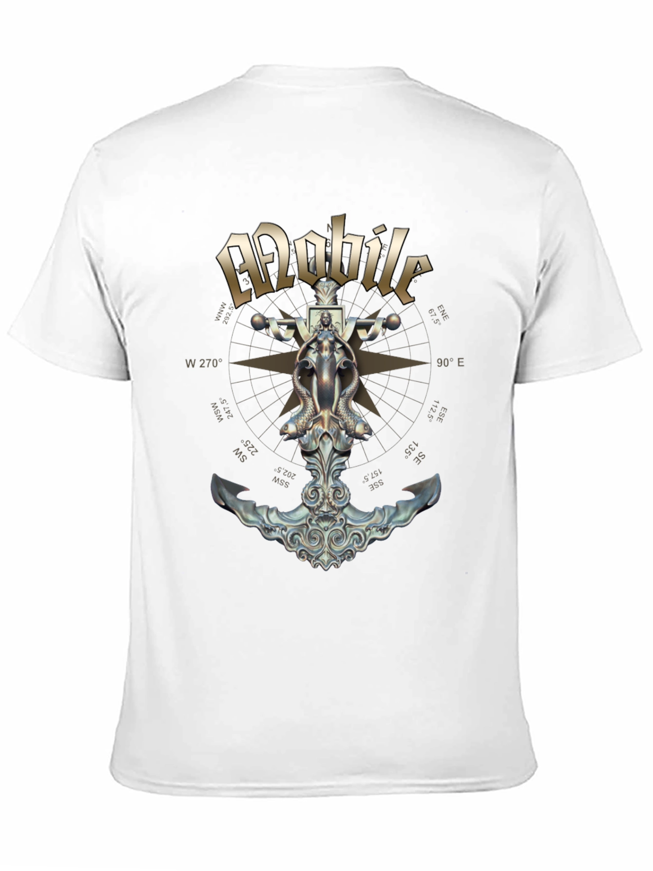 Black Mobile Anchor Compass Black T-Shirt view 11