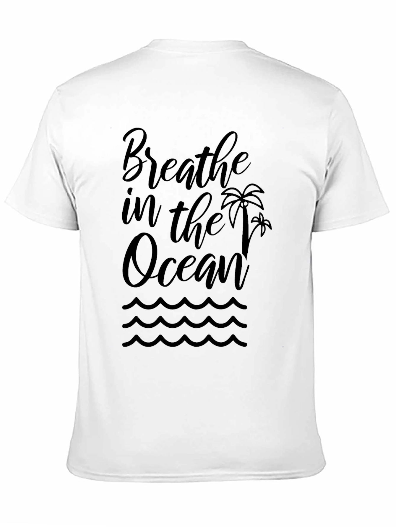 Black Breathe in the Ocean Black Graphic T-Shirt view 11