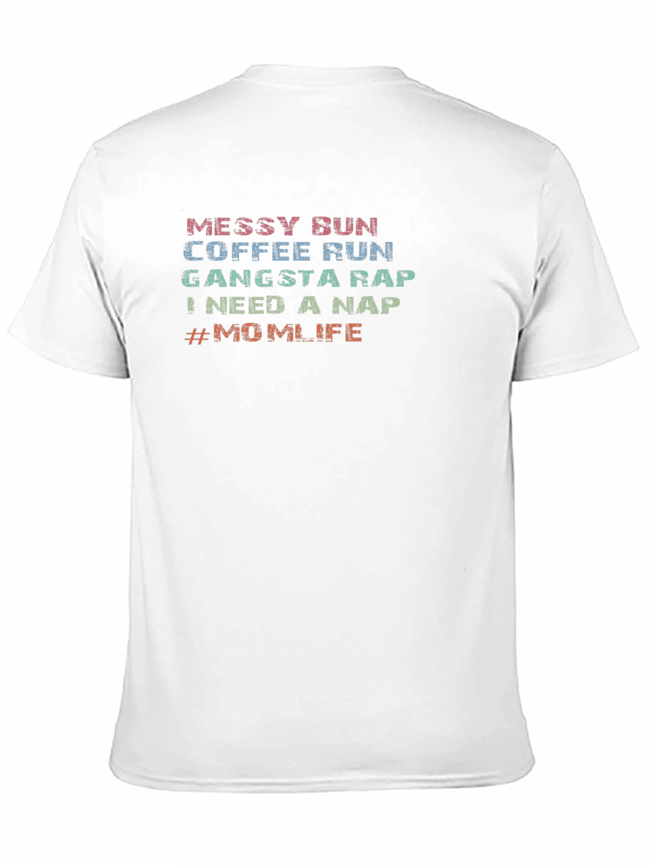 Black Messy Bun Coffee Run Mom Life Black T-Shirt view 11