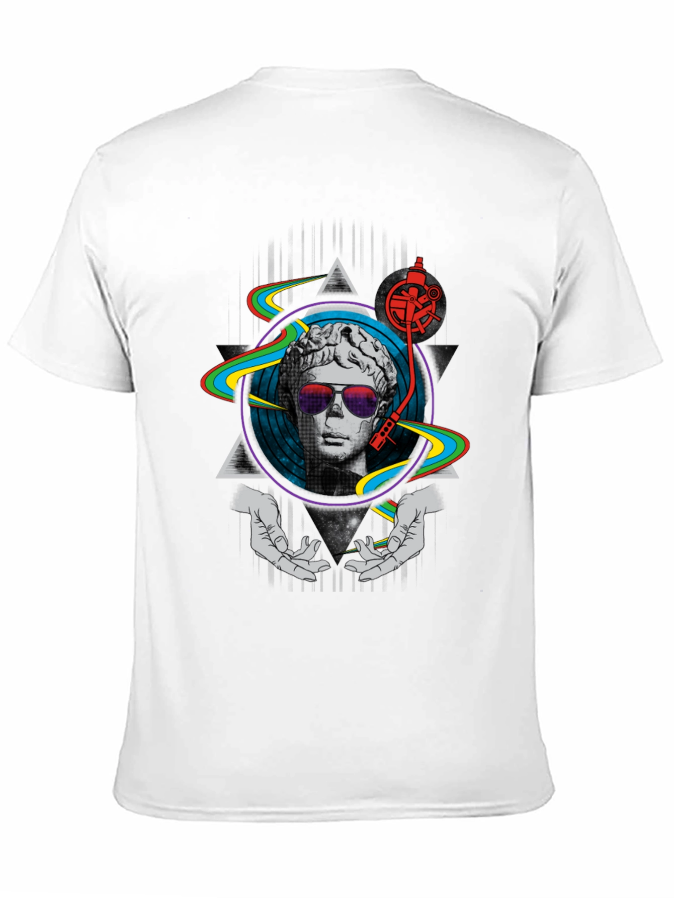 Black Retro DJ Statue Graphic T-Shirt view 11