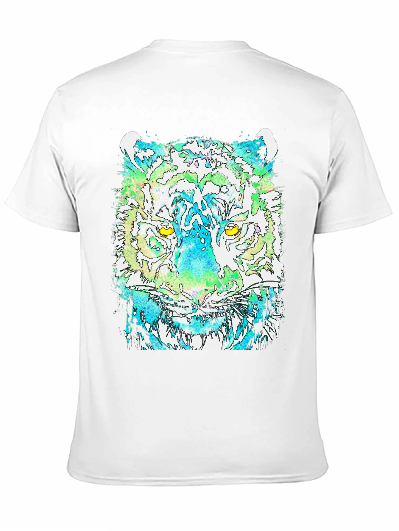 Black Watercolor Tiger Graphic Print Black T-Shirt view 11