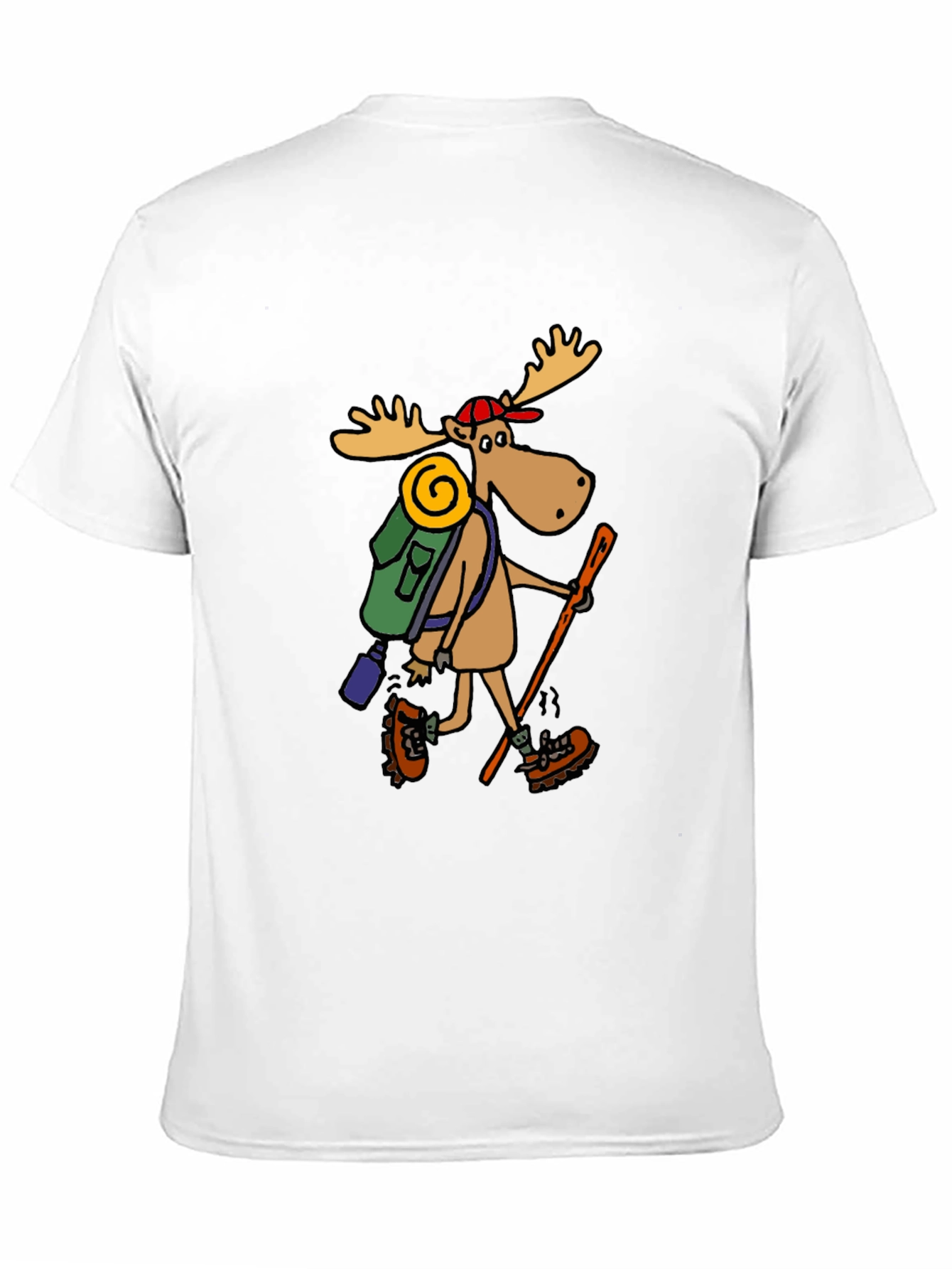 Black Hiking Moose Graphic Tee - Black Cotton T-Shirt view 11