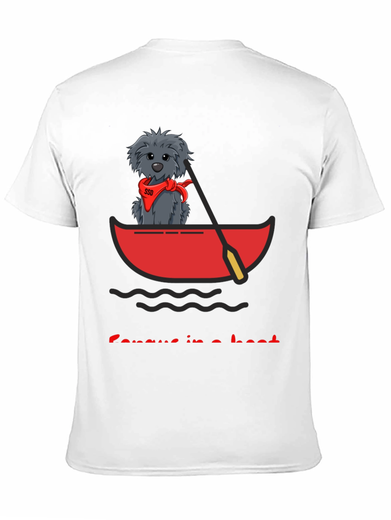 Black Dog in Boat T-Shirt - Cartoon Graphic Tee view 11