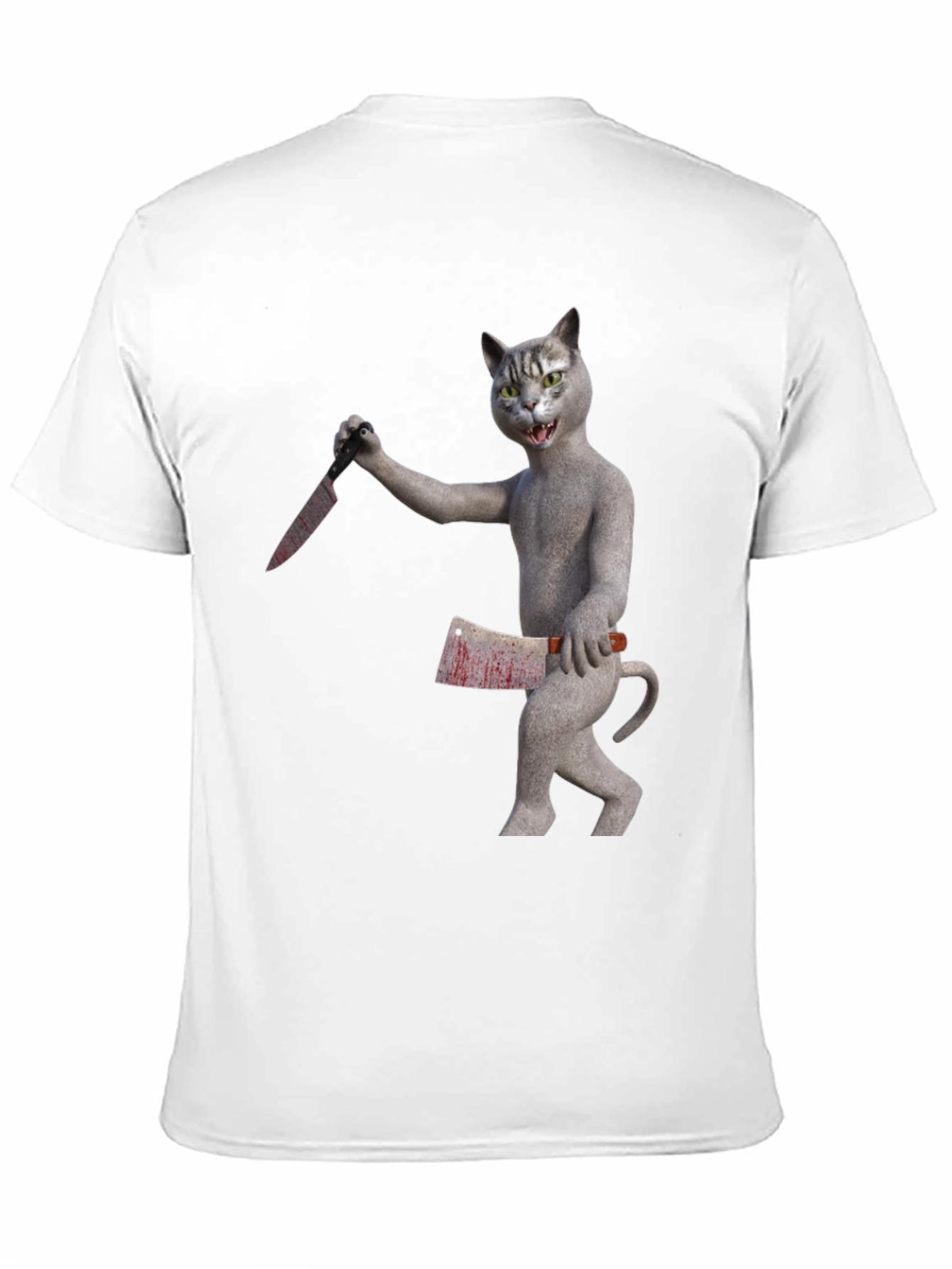 Black Killer Cat T-Shirt - Funny Graphic Tee view 11