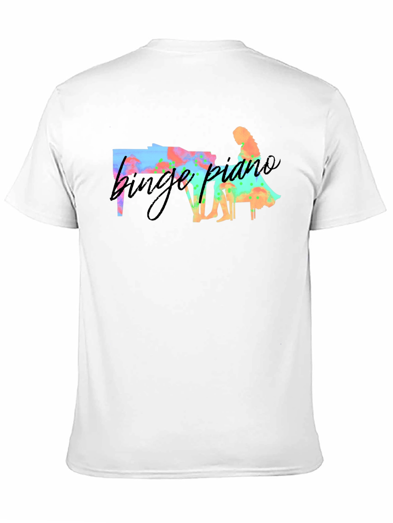 Black Binge Piano T-Shirt - Unique Watercolor Design view 11