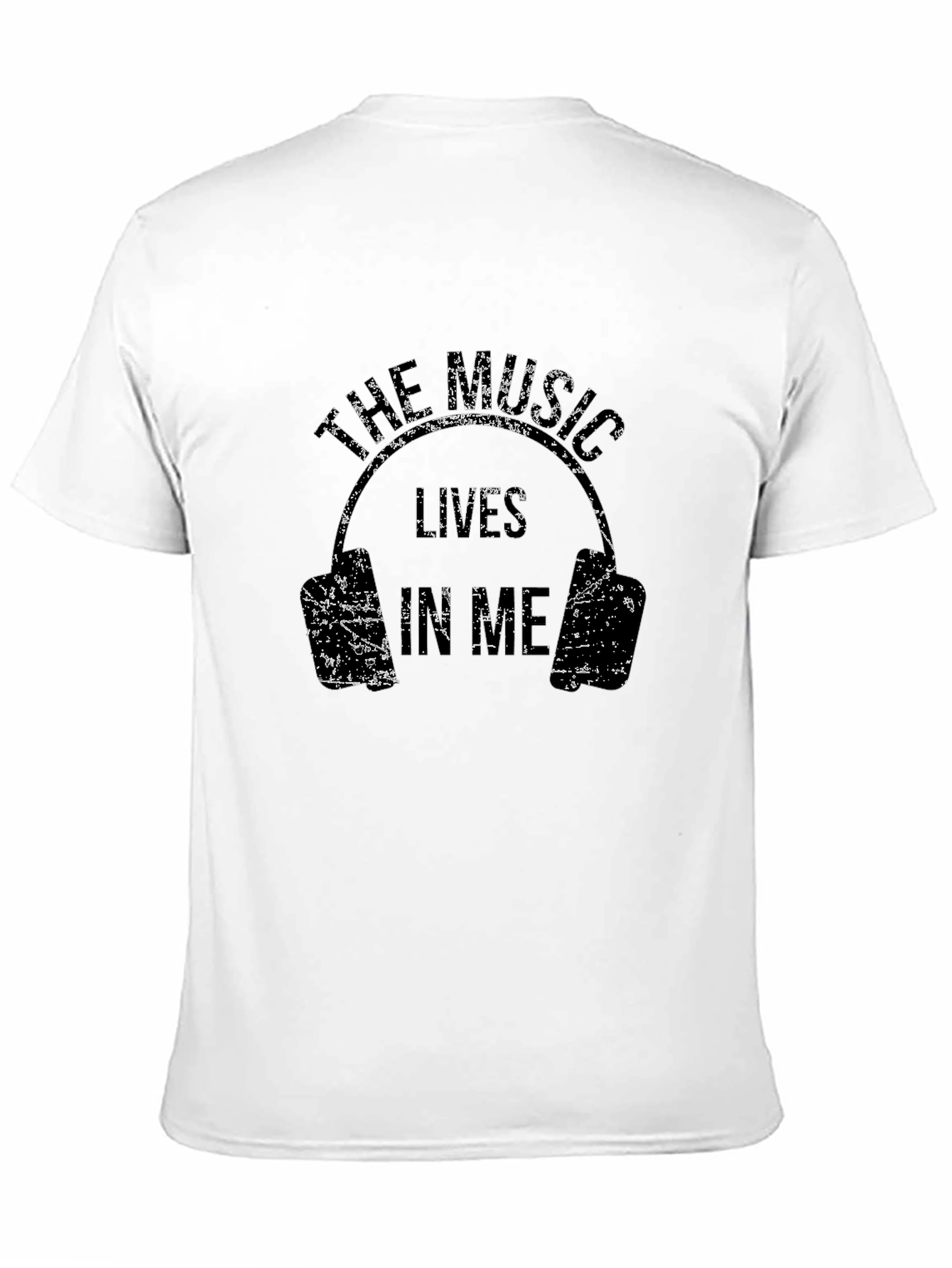 Black The Music Lives In Me Headphones Black T-Shirt view 11