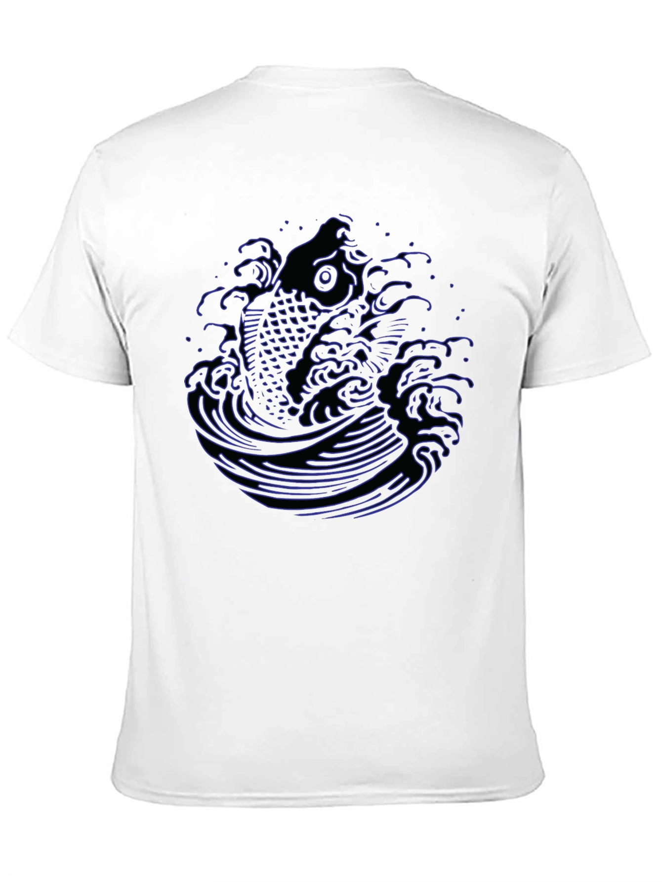 Black Koi Fish Wave Graphic Tee - Men's Black T-Shirt view 11