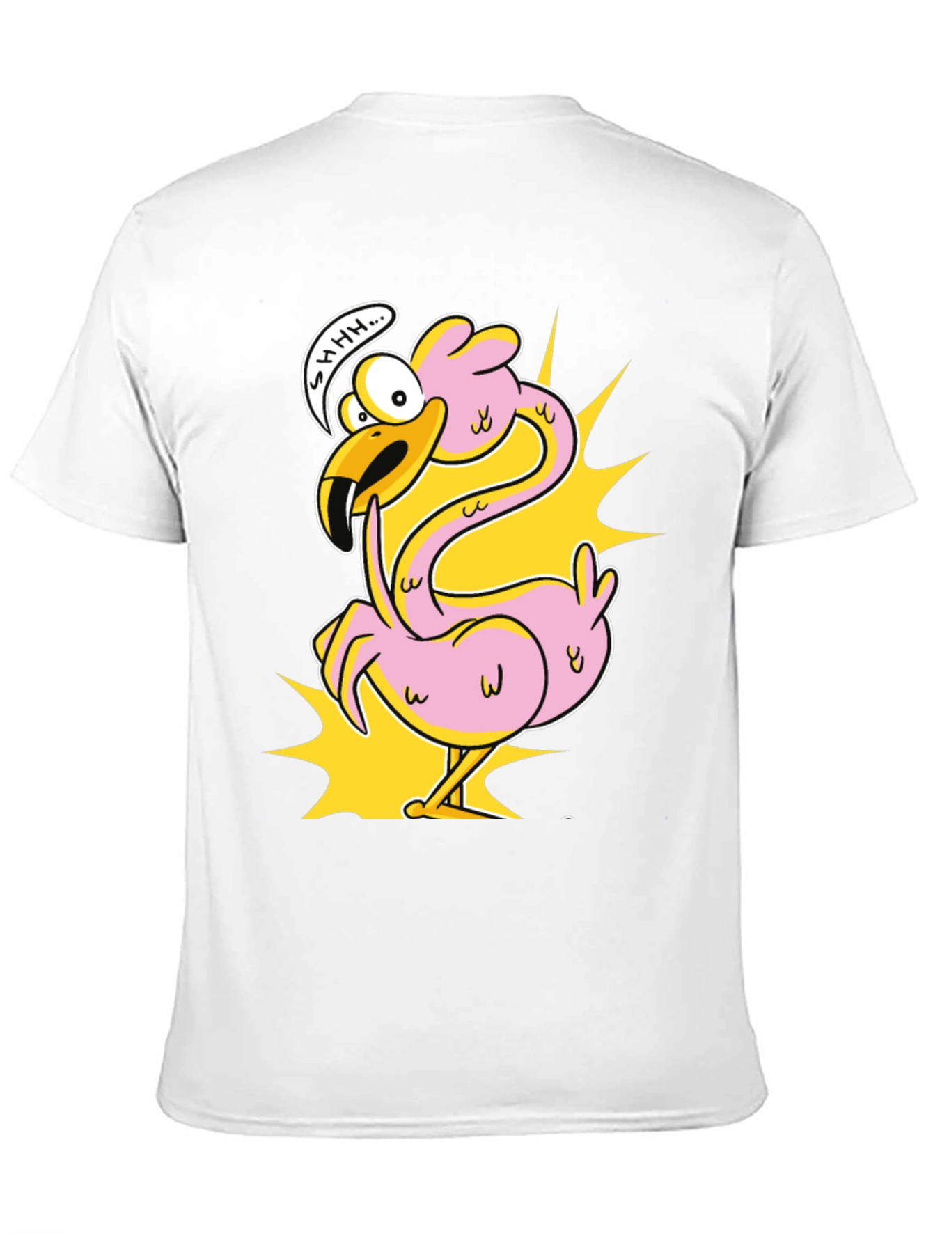 Black Shhh! Flamingo Cartoon Graphic T-Shirt view 11