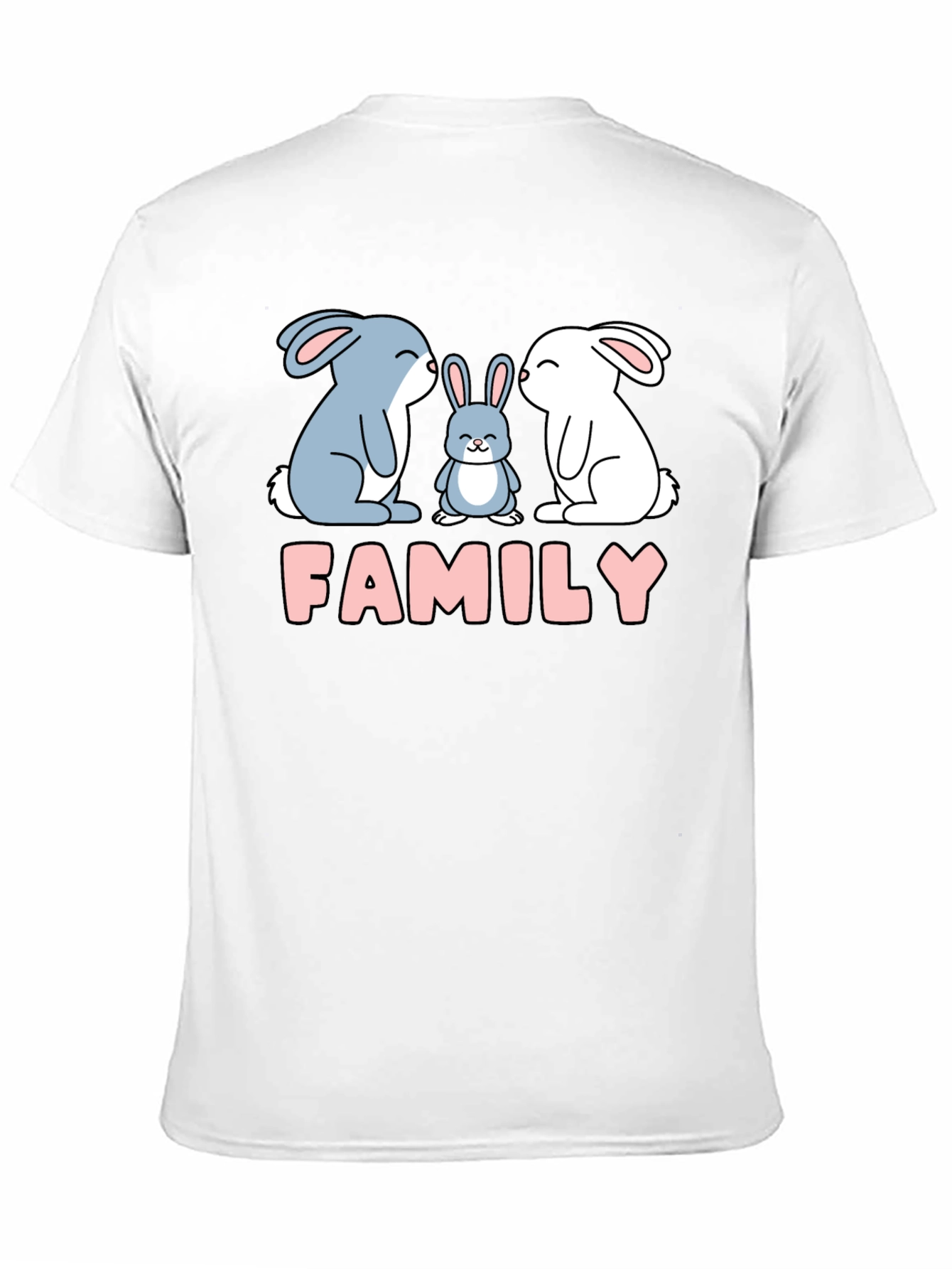 Black Cute Rabbit Family T-Shirt - Black Tee view 11