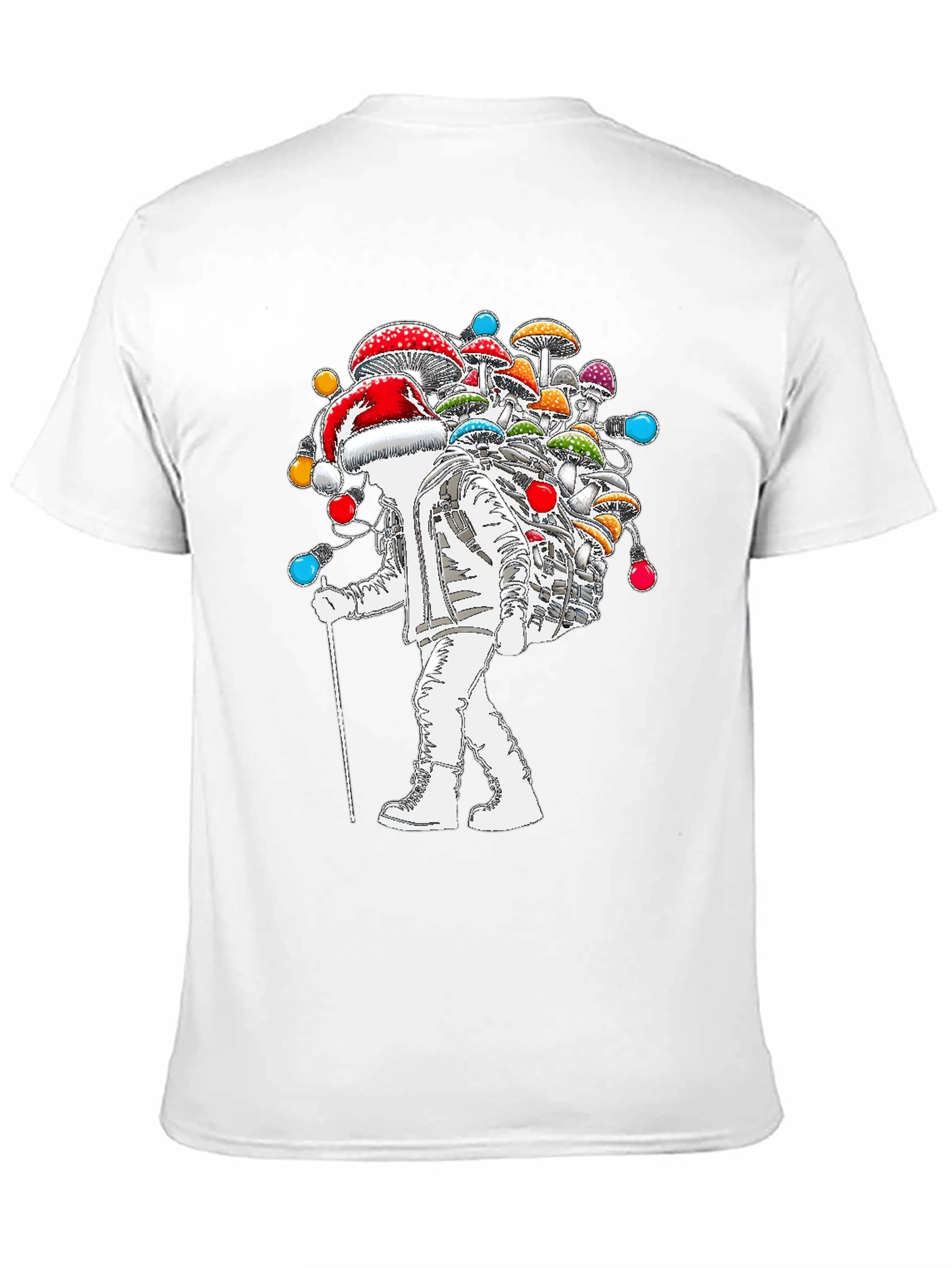 Black Astronaut Santa Mushroom T-Shirt view 11