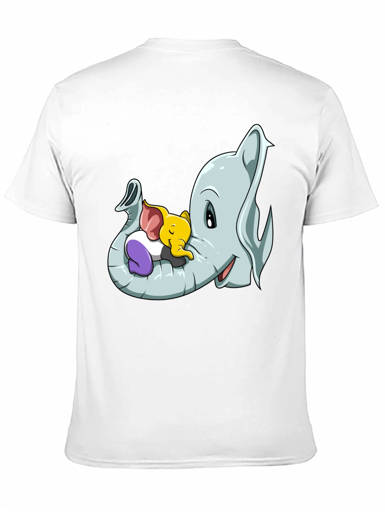 Black Cute Elephant Family Cartoon T-Shirt view 11