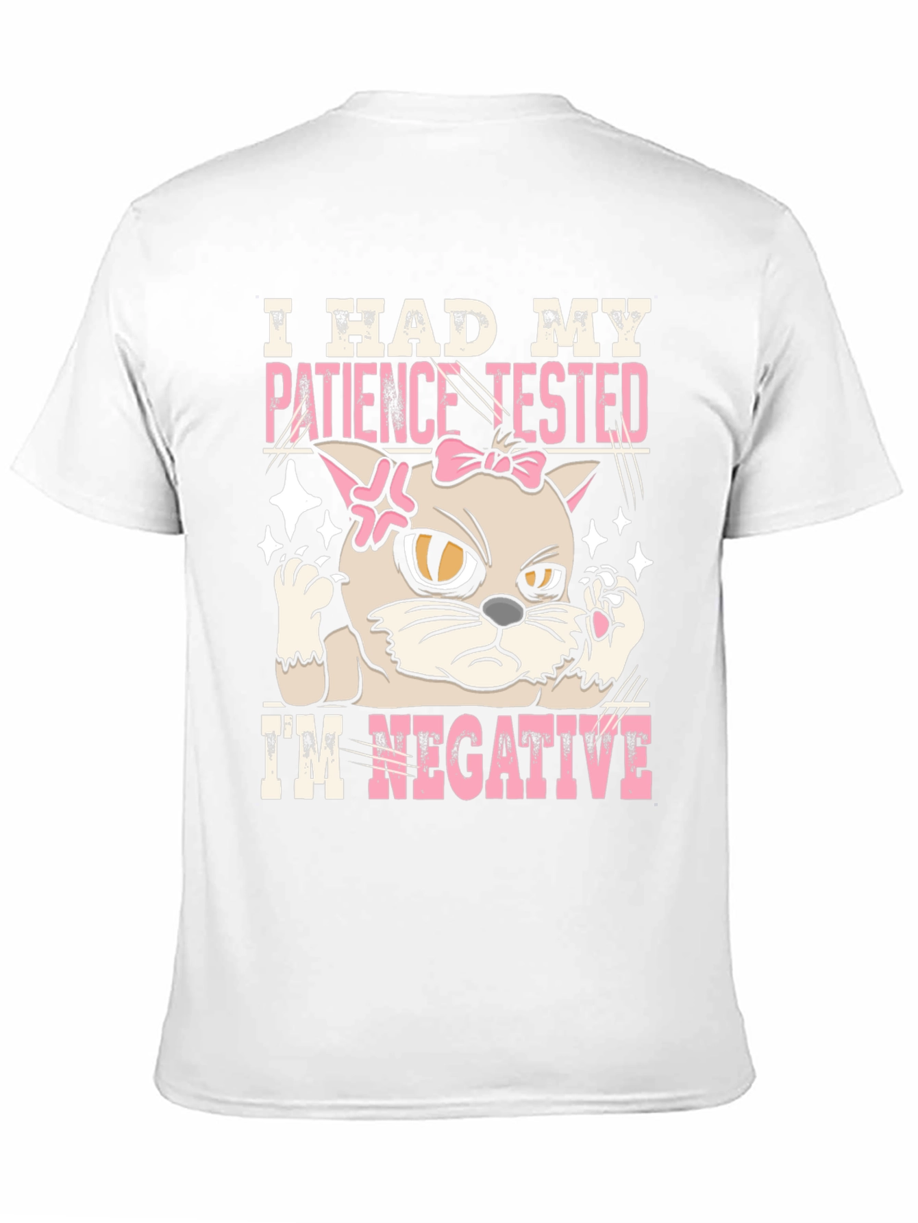 Black Patience Tested Negative Funny Cat Graphic T-Shirt view 11