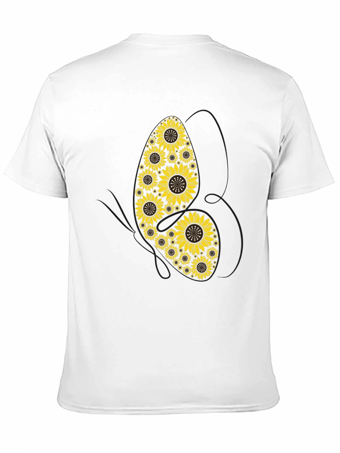 Black Sunflower Butterfly Graphic Tee - Unisex Cotton T-Shirt view 11