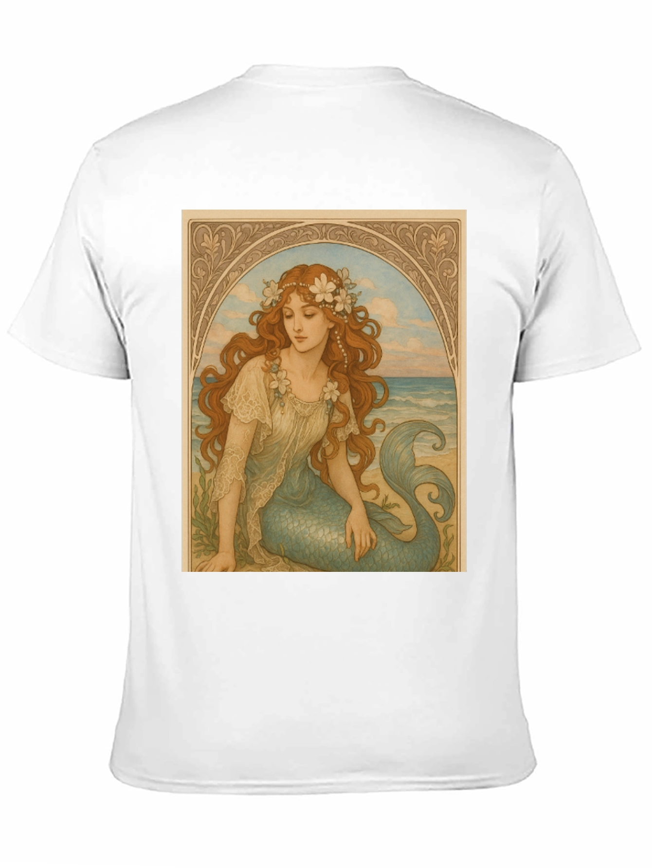 Black Mermaid Art Nouveau Graphic T-Shirt view 11