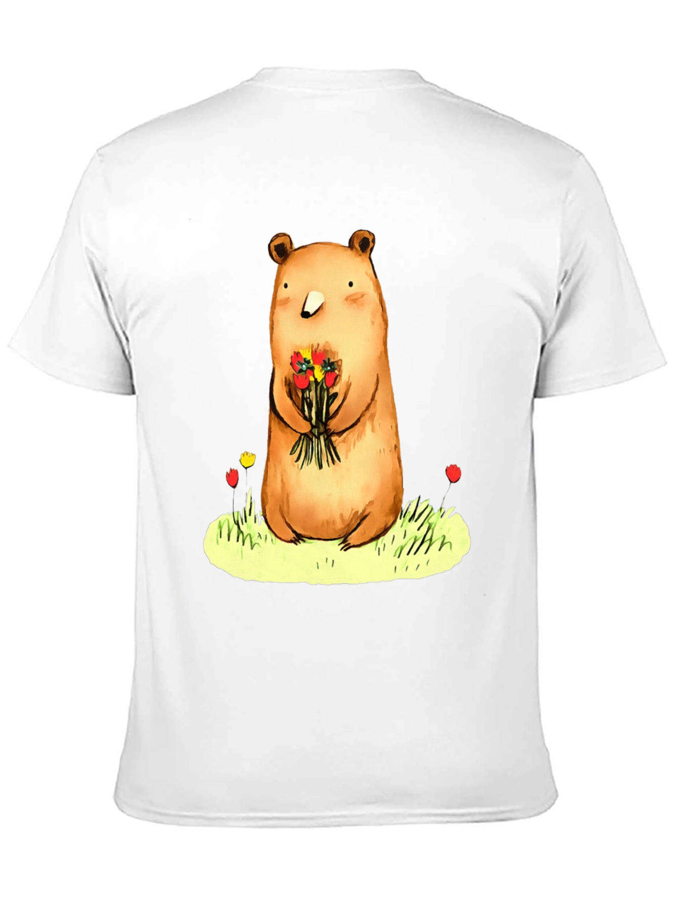 Black Bear with Flowers Graphic Tee - Soft Cotton Blend view 11