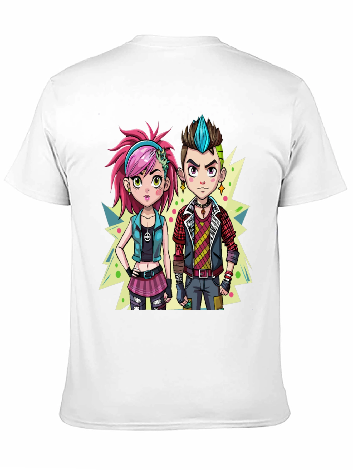 Cartoon Couple Black Graphic Tee - 11