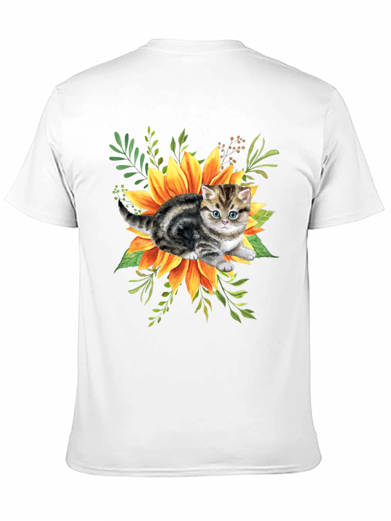 Black Kitten & Sunflower Graphic Tee - Black Cotton Blend view 11