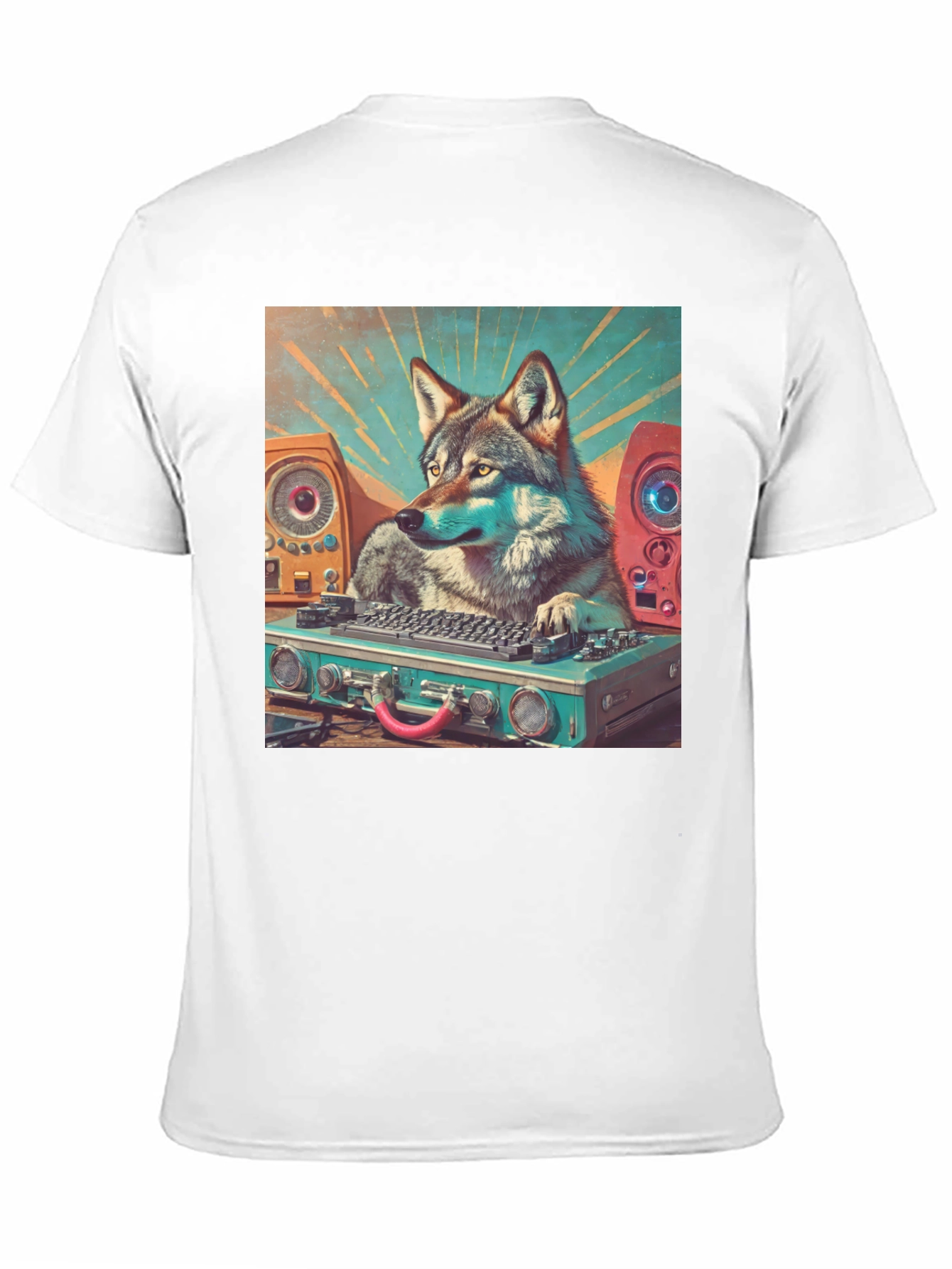 Black DJ Wolf Graphic Tee - Cool Animal Music Lover T-Shirt view 11