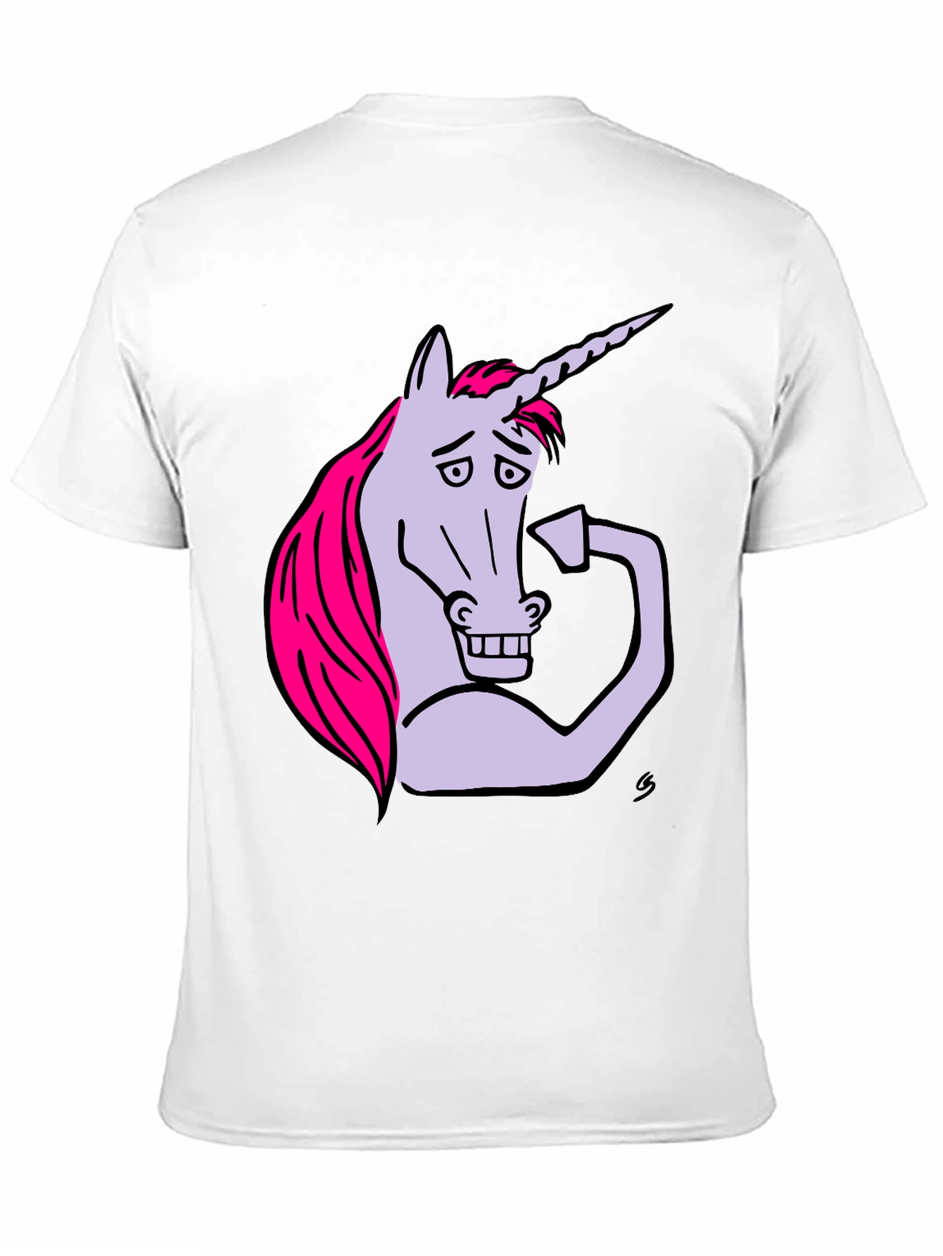 Black Funny Unicorn Flexing Bicep T-Shirt view 11