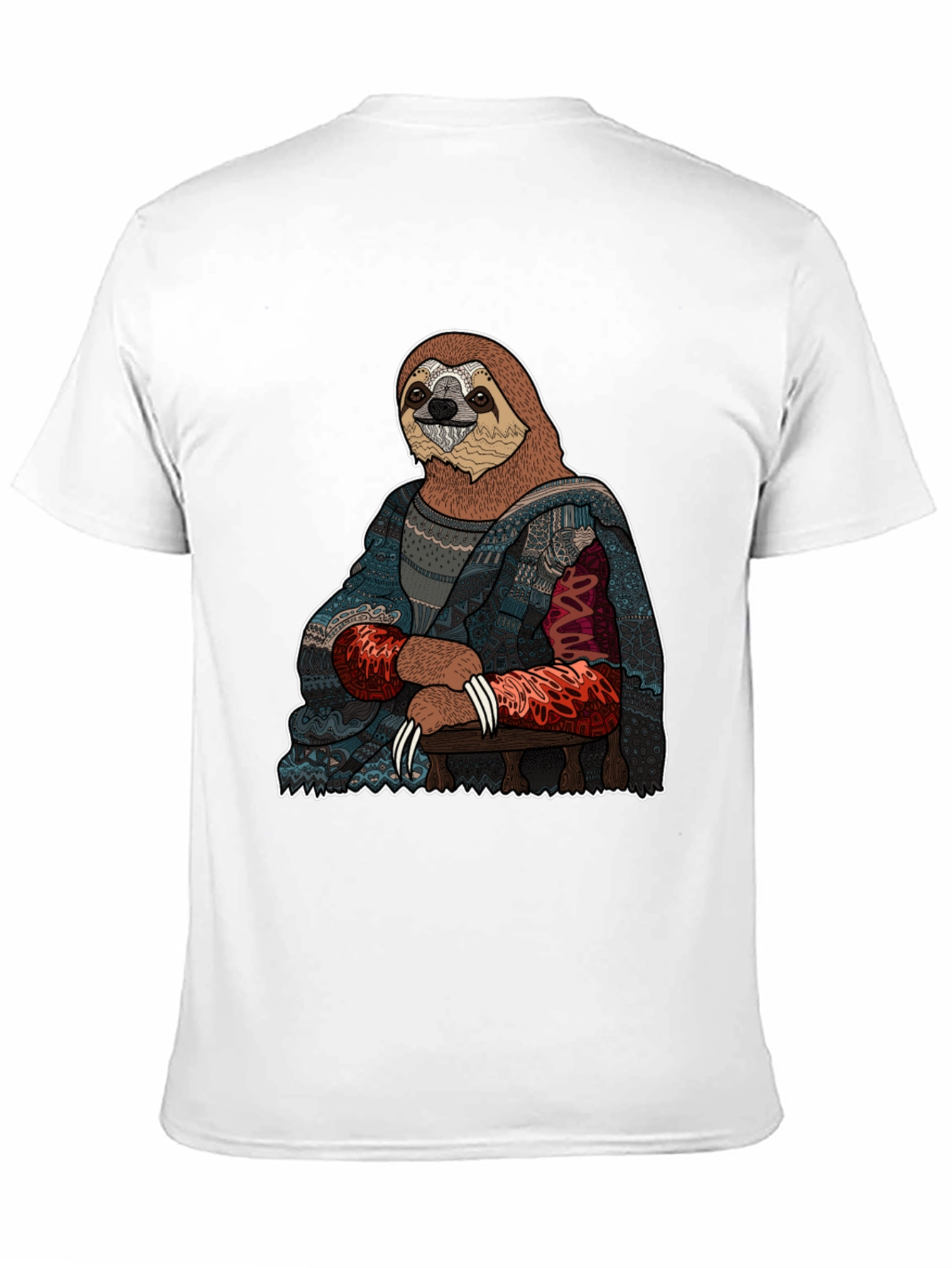 Black Sloth Mona Lisa T-Shirt - Artistic Funny Tee view 11