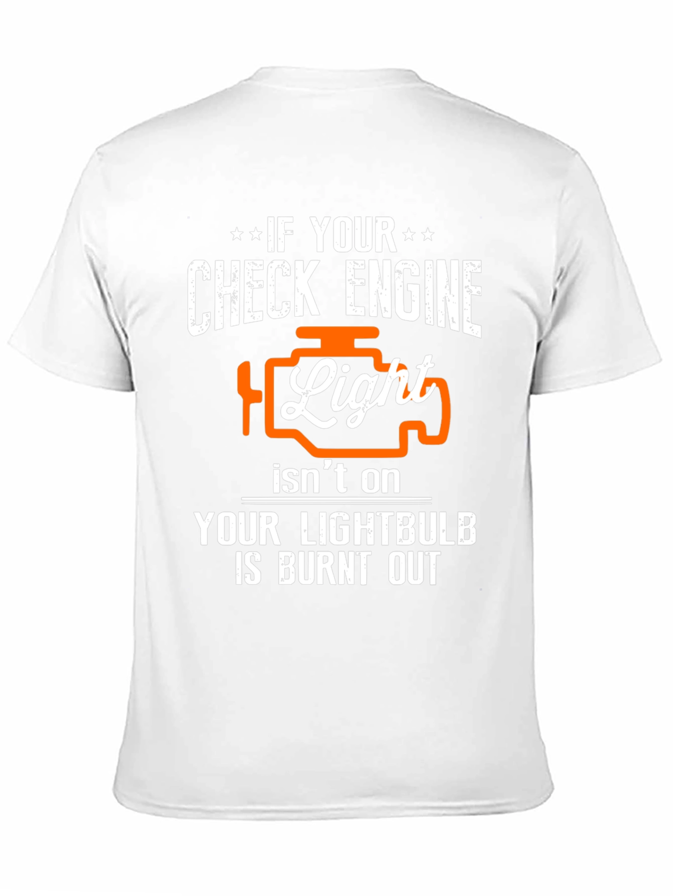 Black Check Engine Light Funny Car T-Shirt view 11
