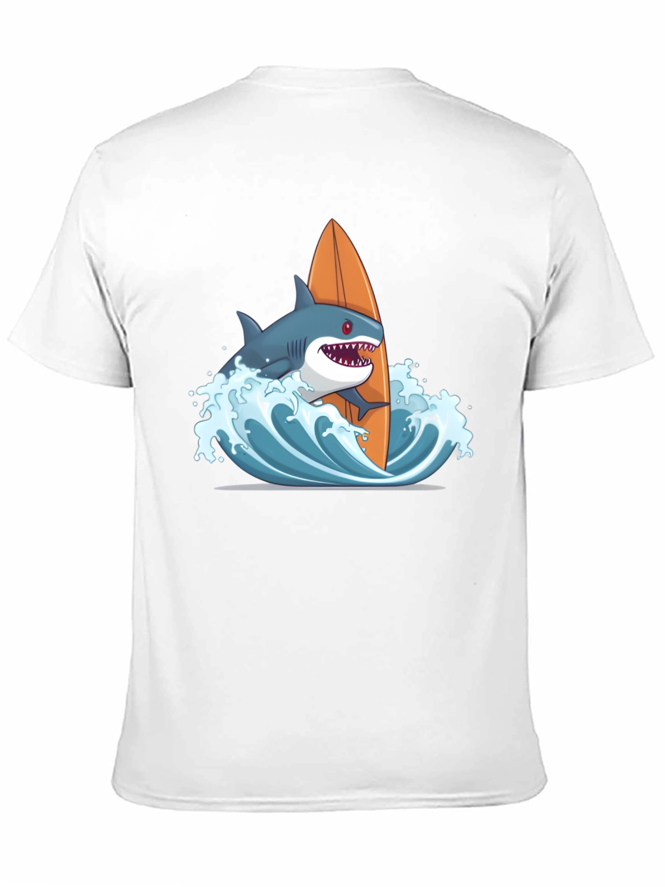 Black Shark Surfing Graphic T-Shirt - Black Cotton Tee view 11