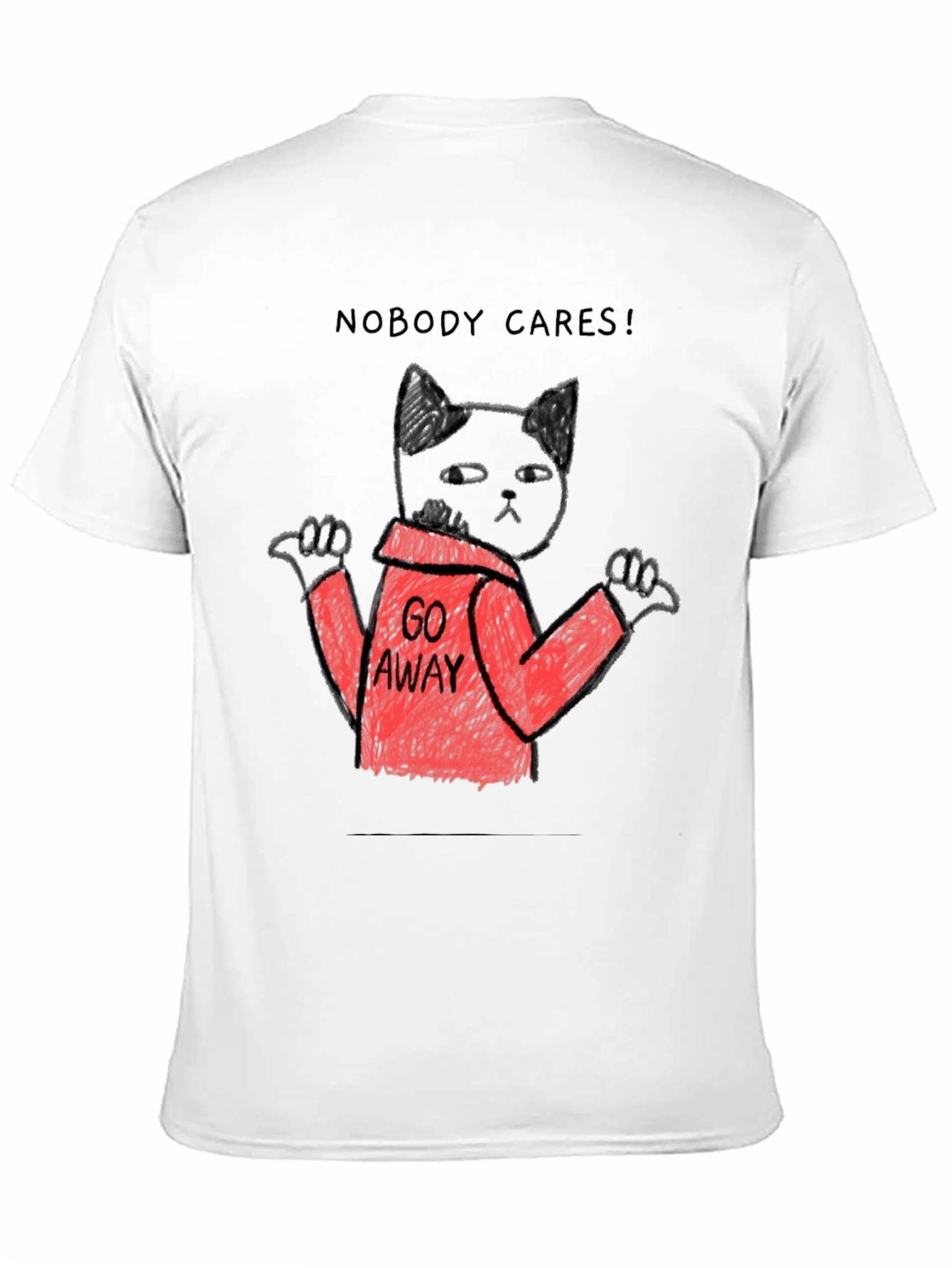 Black Nobody Cares Black Cat T-Shirt view 11