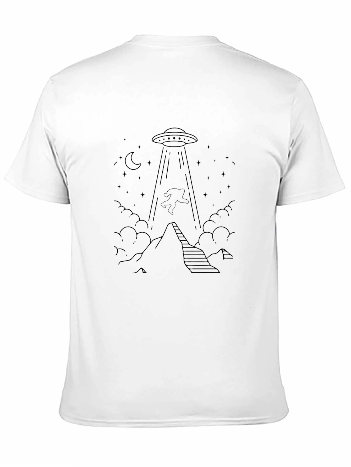 Black UFO Abduction T-Shirt - Bigfoot Design view 11