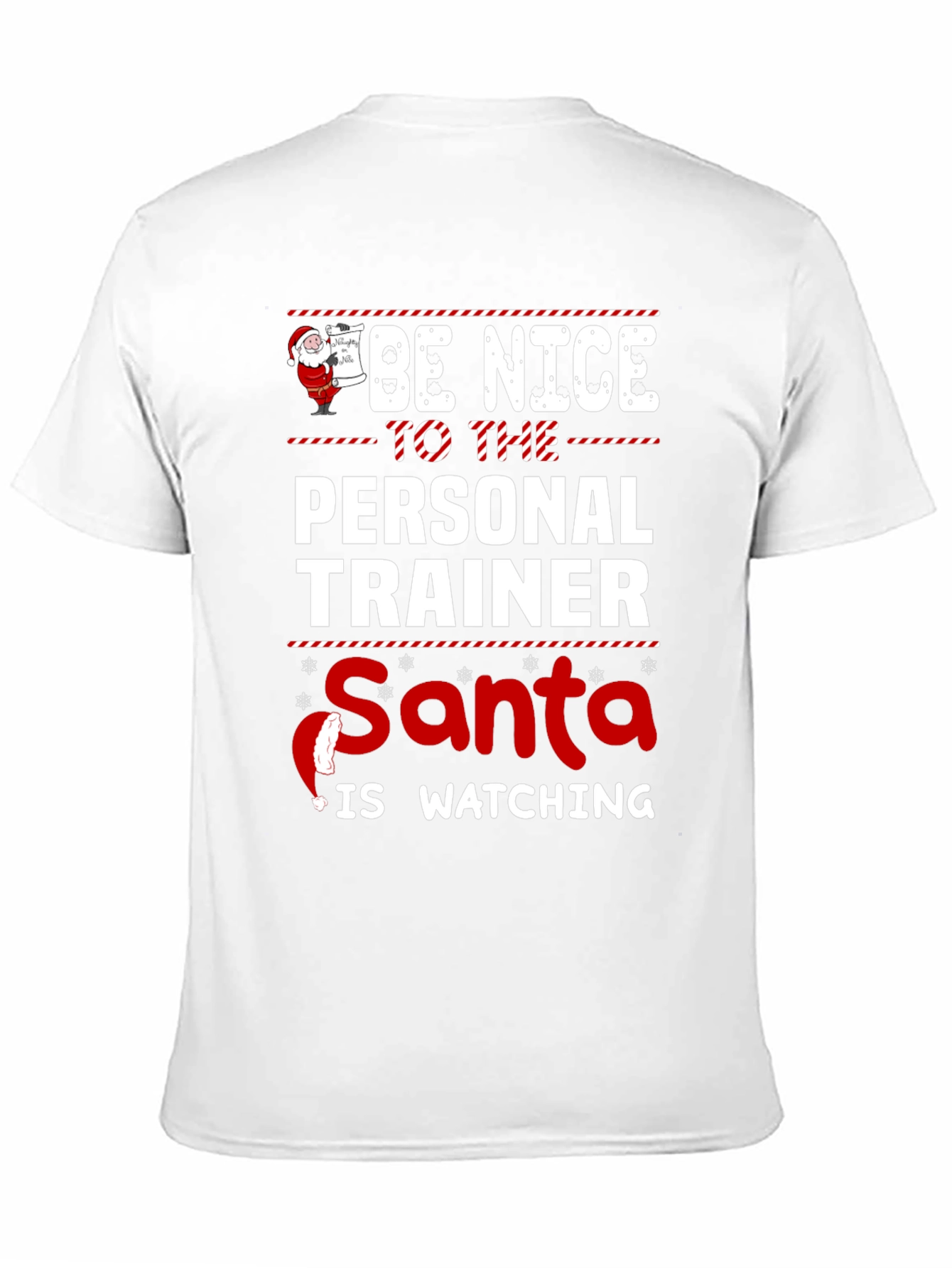 Black Funny Personal Trainer Santa Watching Christmas T-Shirt view 11