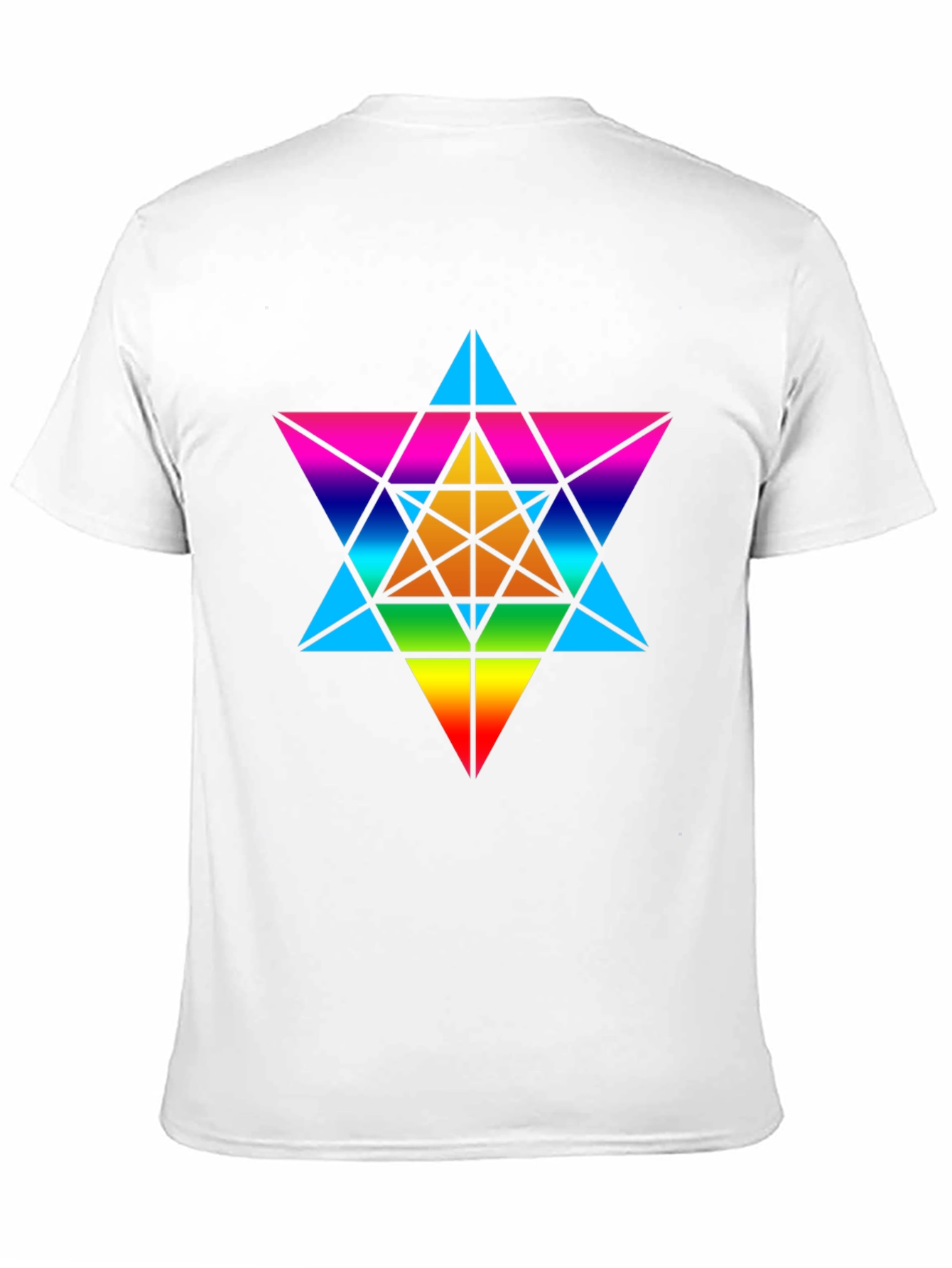Black Rainbow Geometric Star T-Shirt - Unisex Black Tee view 11