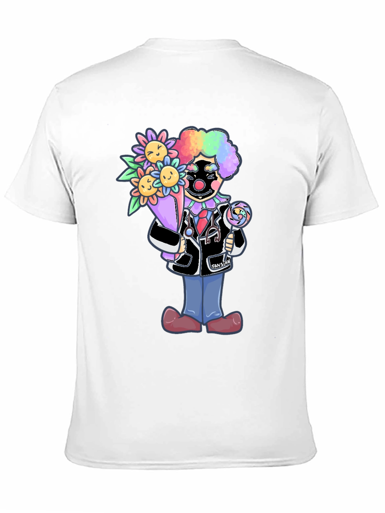Black Clown Doctor T-Shirt with Flowers & Lollipop view 11
