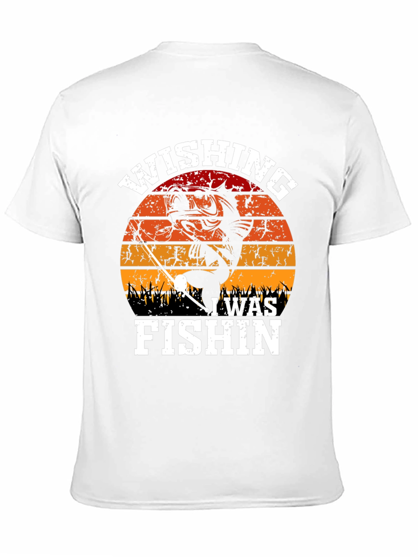 Black Wishing I Was Fishin' Graphic T-Shirt view 11