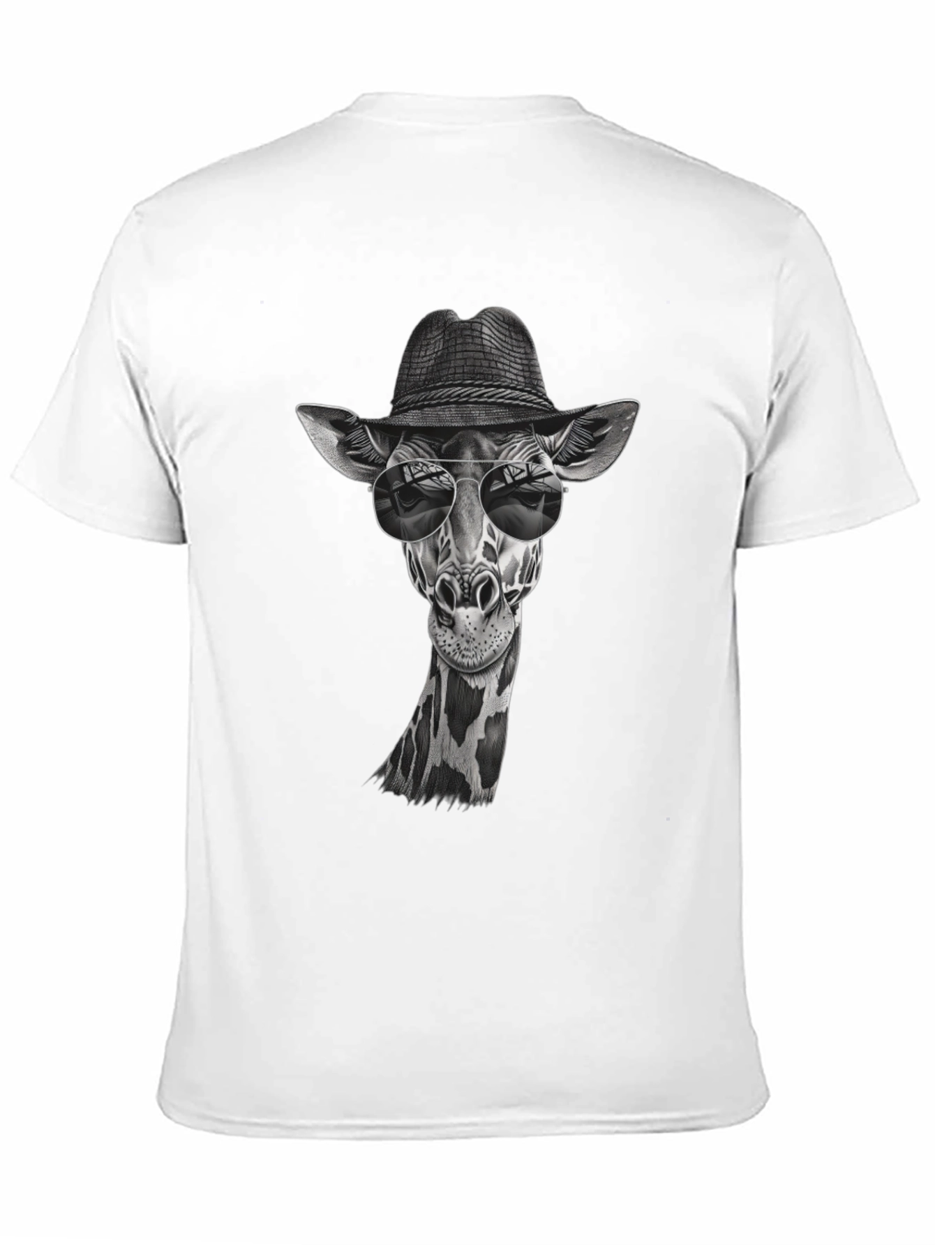 Black Cool Giraffe in Hat Graphic T-Shirt view 11