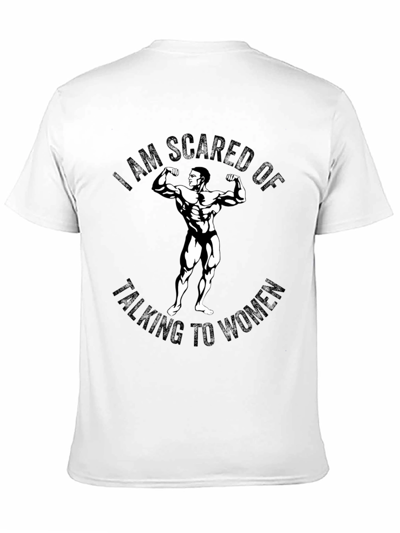 Black Scared of Talking To Women Funny Bodybuilder T-Shirt view 11