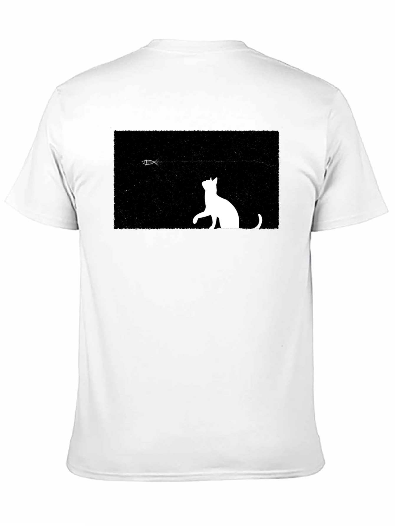 Black Cat & Fish Graphic Black Tee view 11