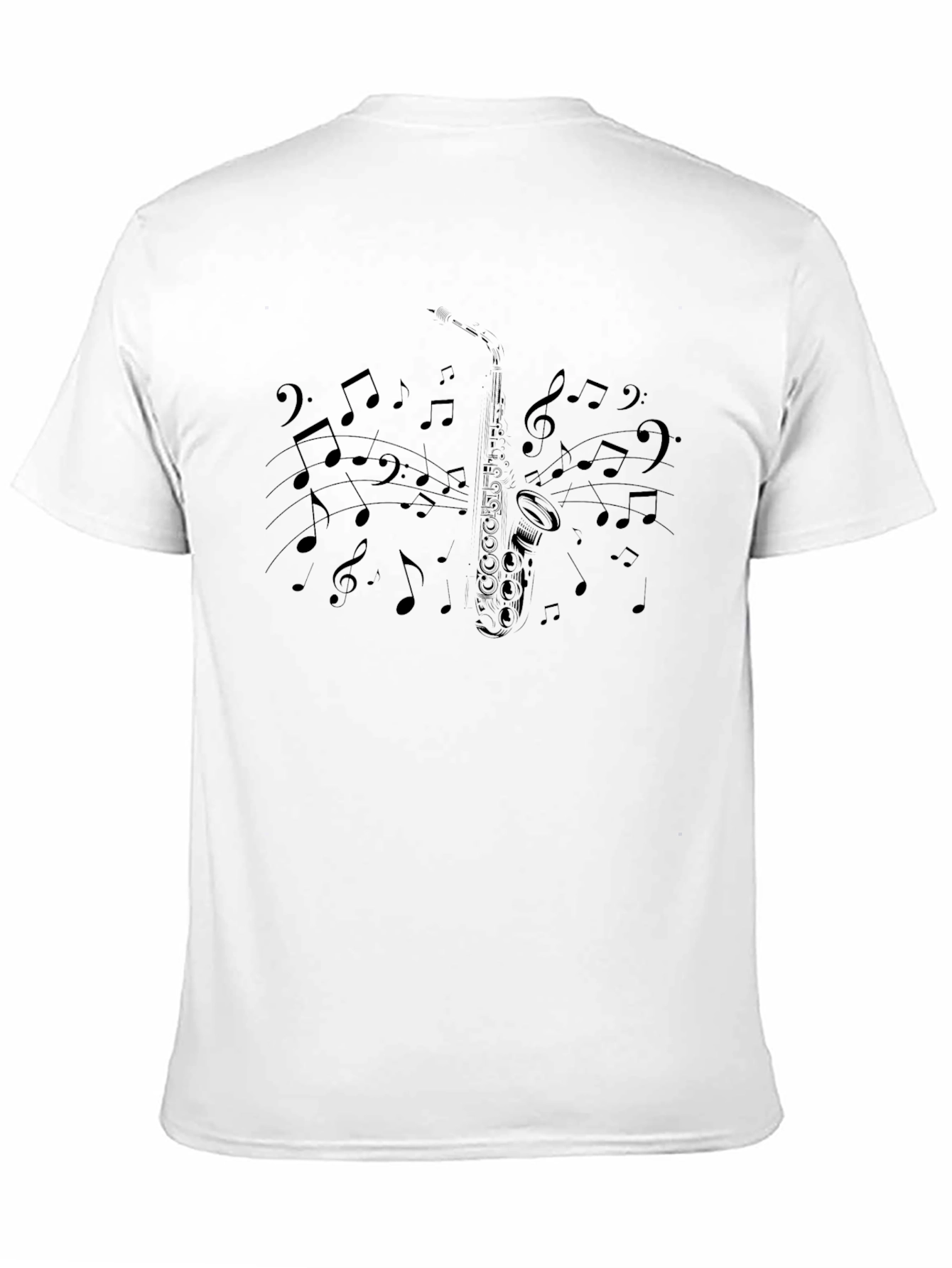 Black Saxophone Music Notes Graphic T-Shirt view 11
