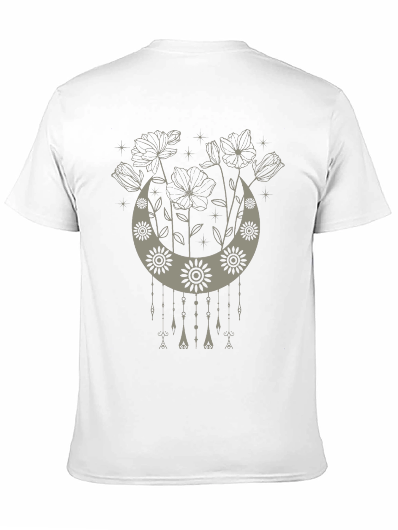 Black Boho Floral Moon Graphic Tee - Black view 11