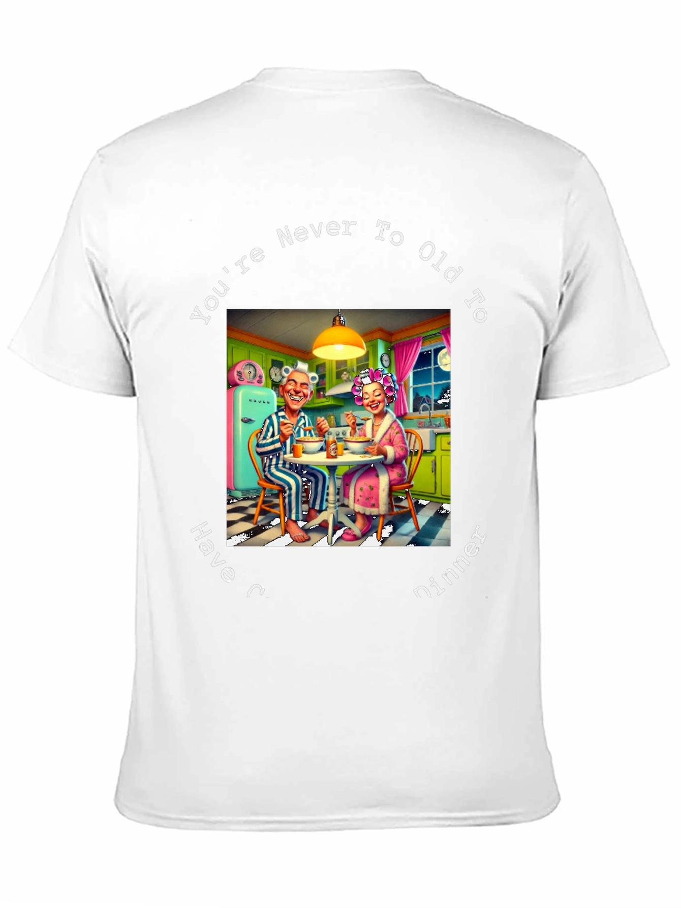 Black Funny You're Never Too Old to Have Dinner Graphic T-Shirt view 11