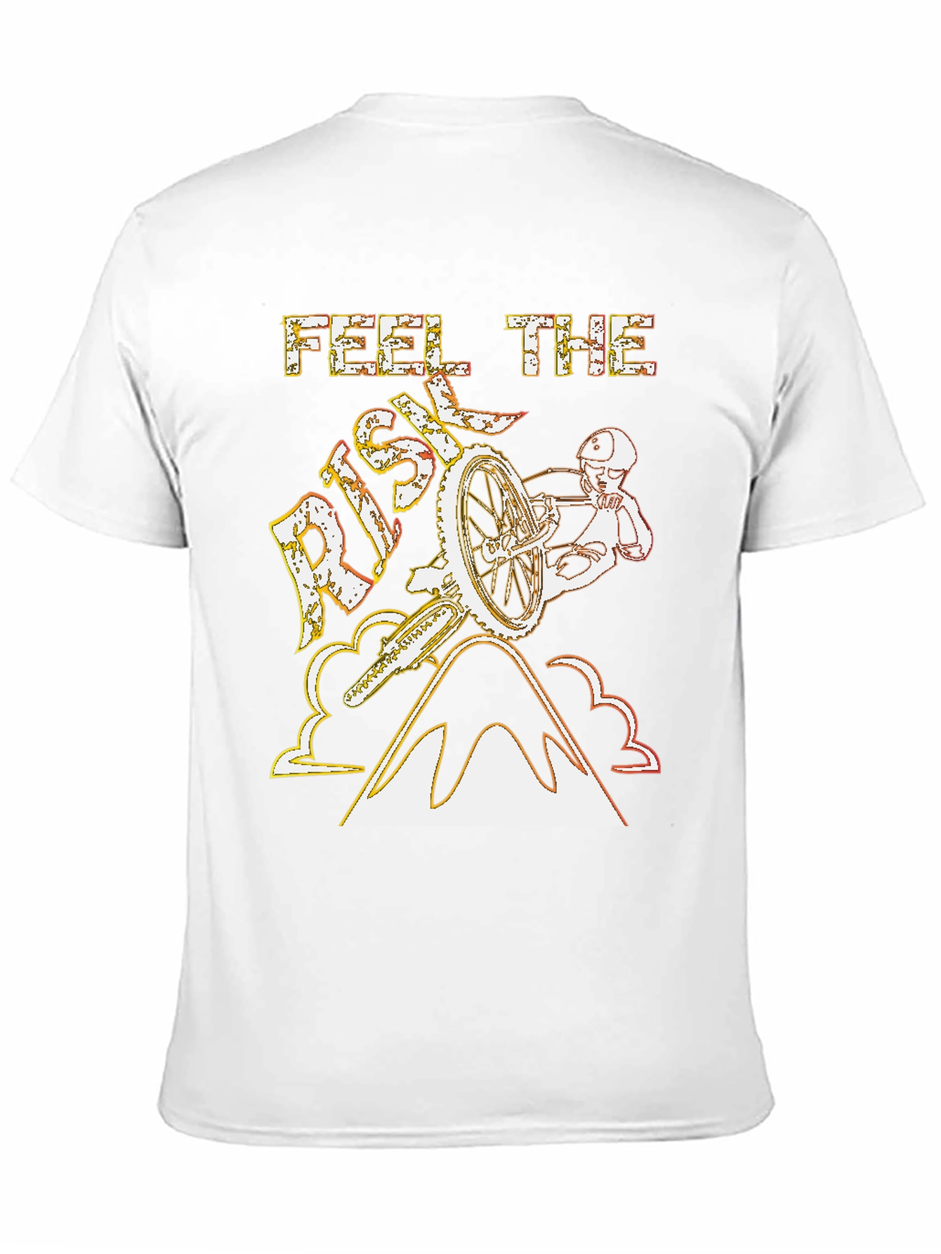 Black Feel The Risk T-Shirt - Mountain Biking Design view 11