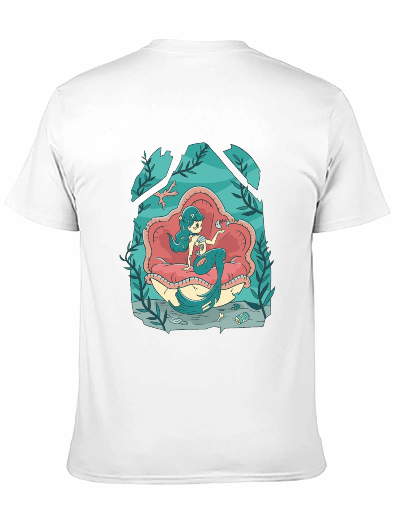 Black Mermaid in Shell T-Shirt - Unique Graphic Tee view 11