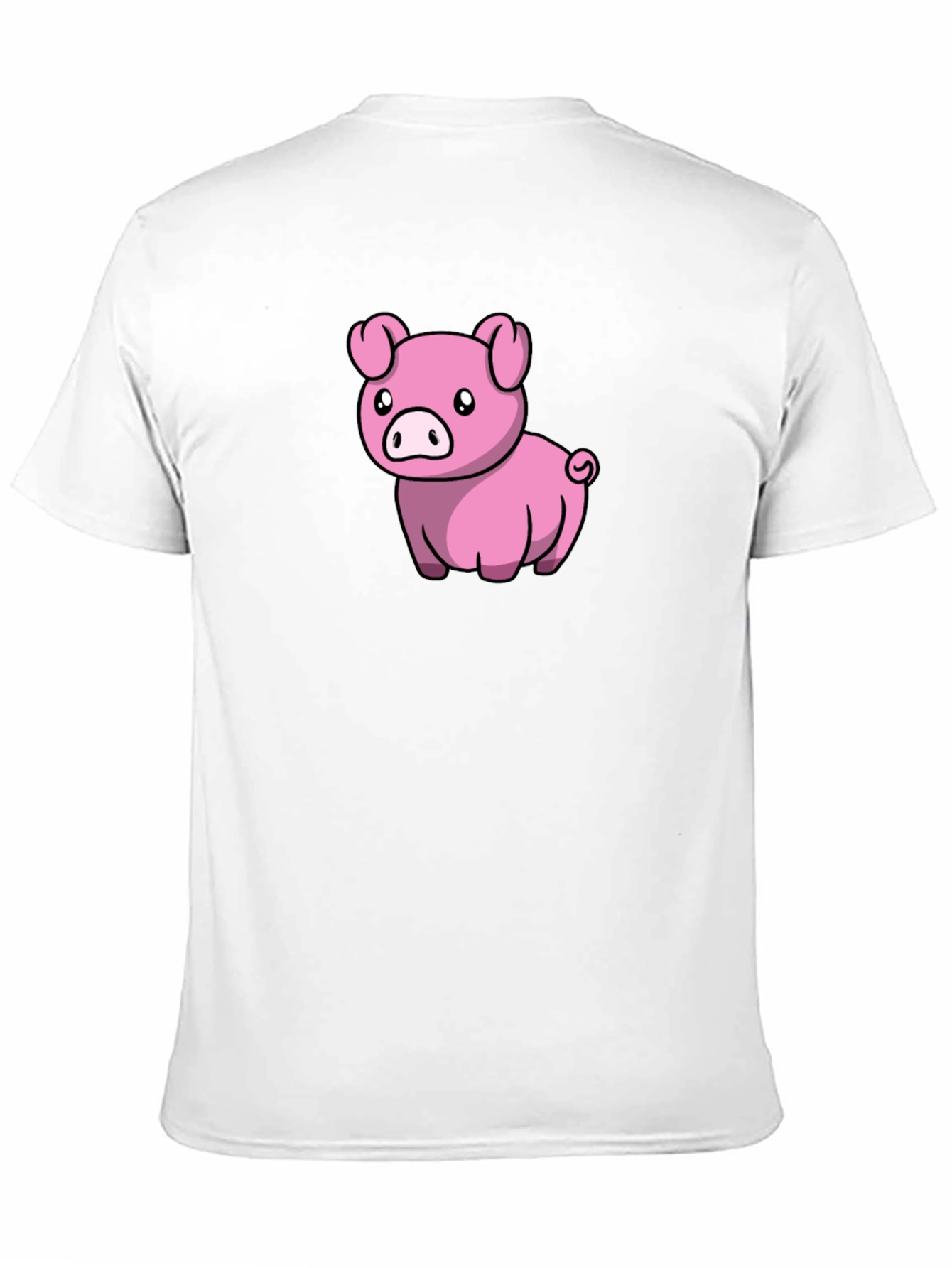 Black Cute Pig Cartoon Black T-Shirt view 11