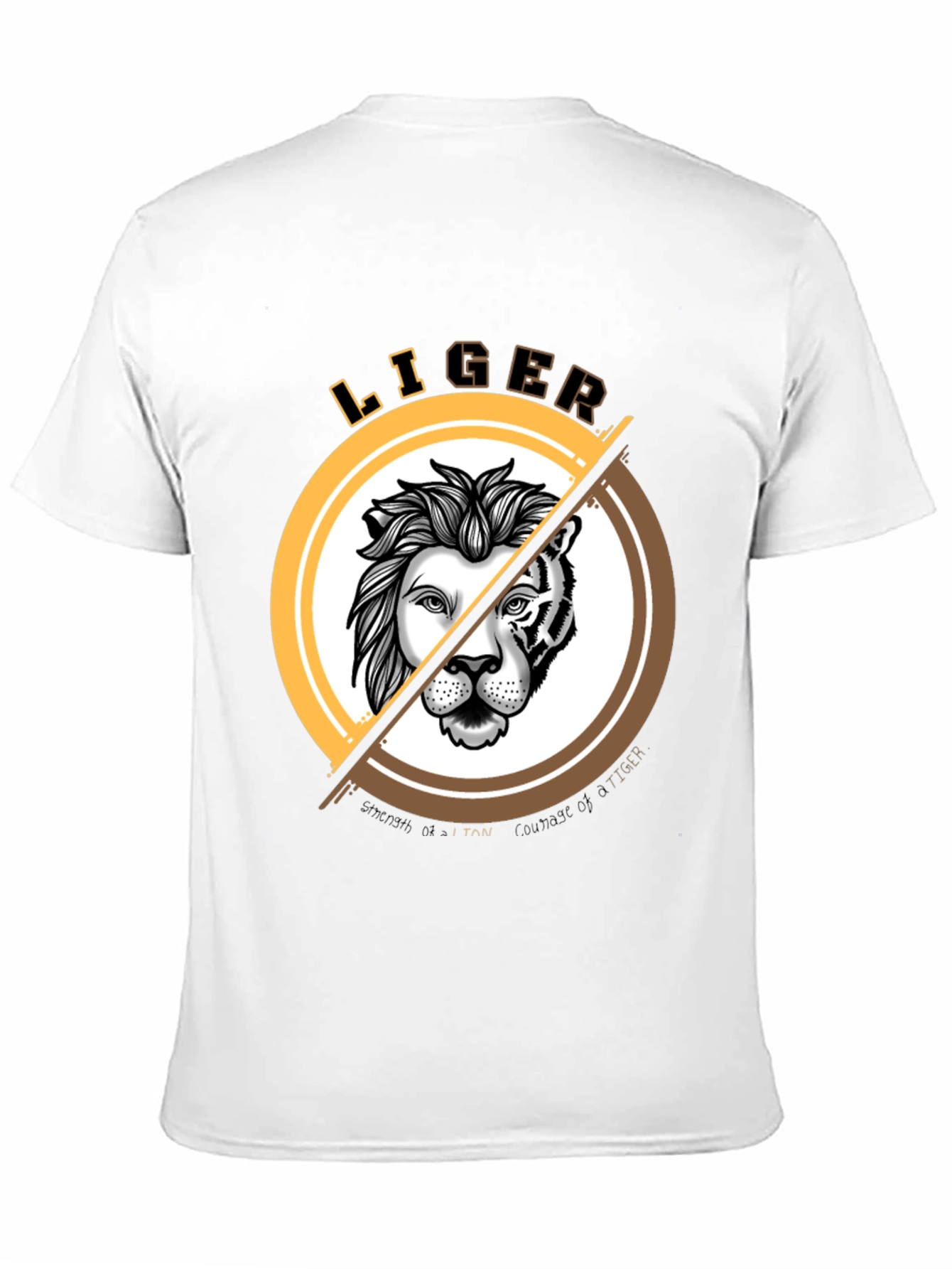 Black LIGER Graphic Print T-Shirt - Lion & Tiger Hybrid Design view 11