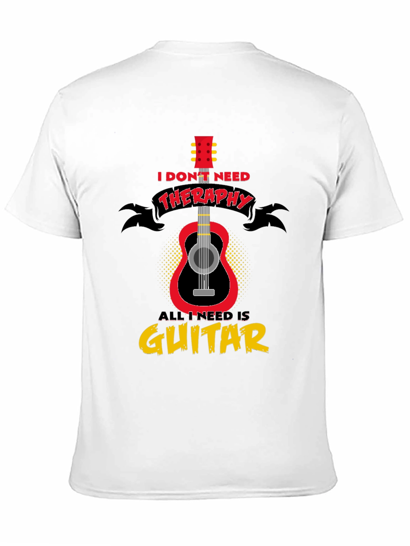 Black Guitar Therapy T-Shirt - Musician Gift view 11