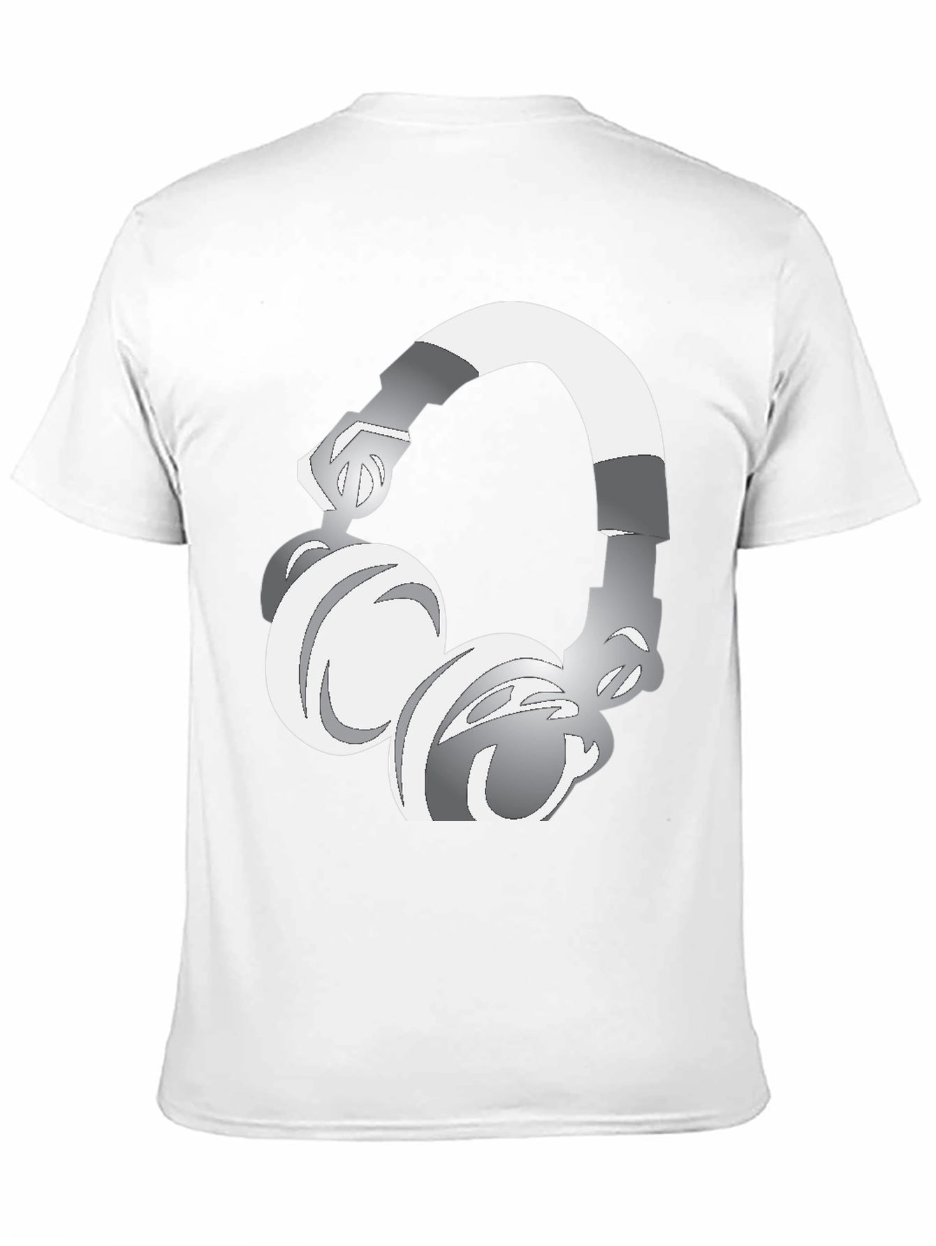 Black Cool Graphic Tee: Silver Headphones Design view 11