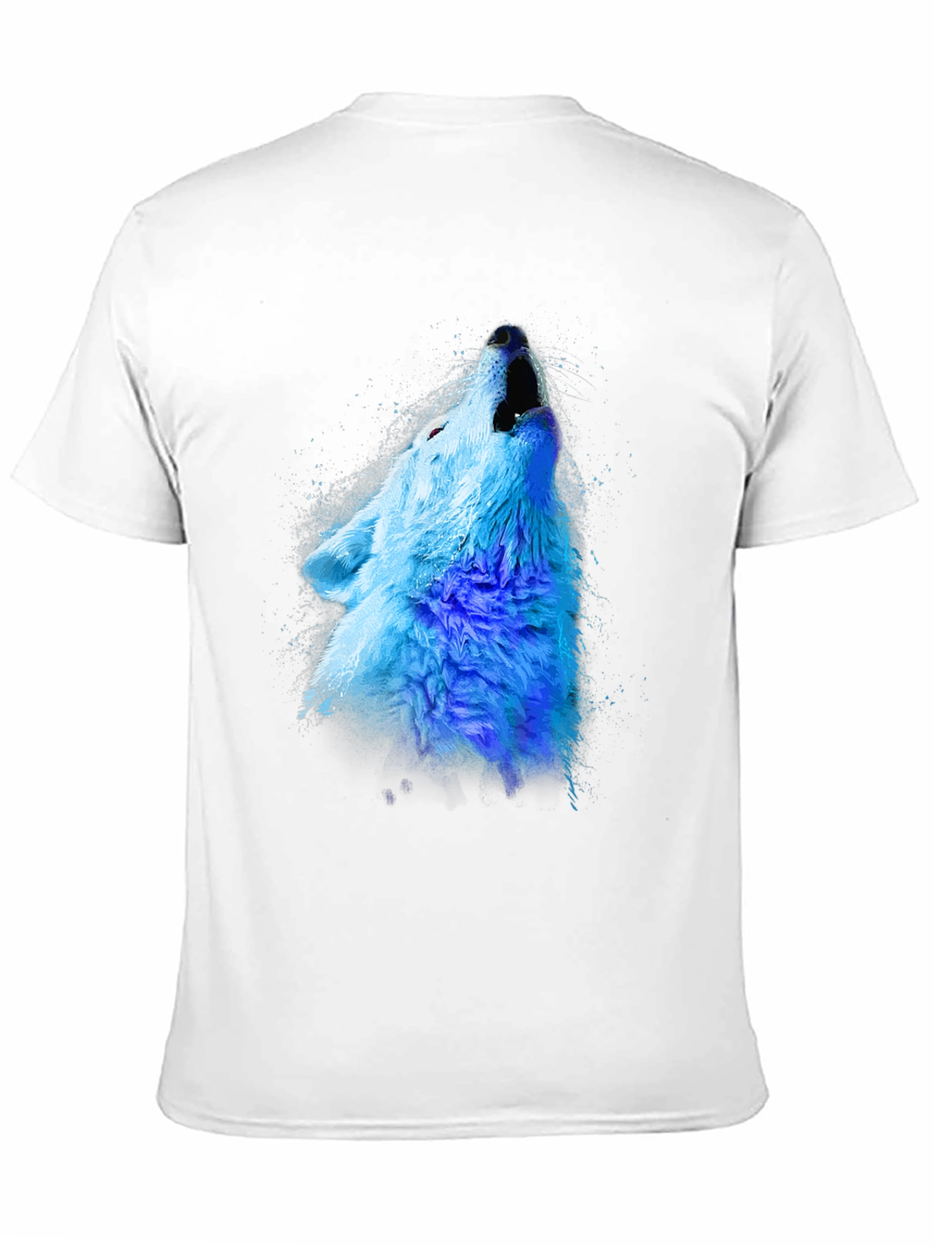 Black Blue Wolf Graphic Tee - Men's Black Crew Neck T-Shirt view 11