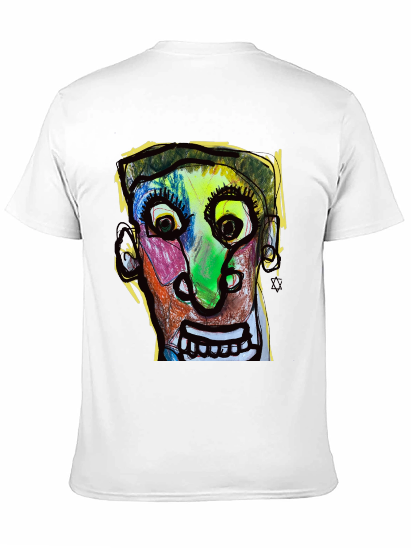 Black Abstract Face Graphic T-Shirt - Unique Art Tee view 11