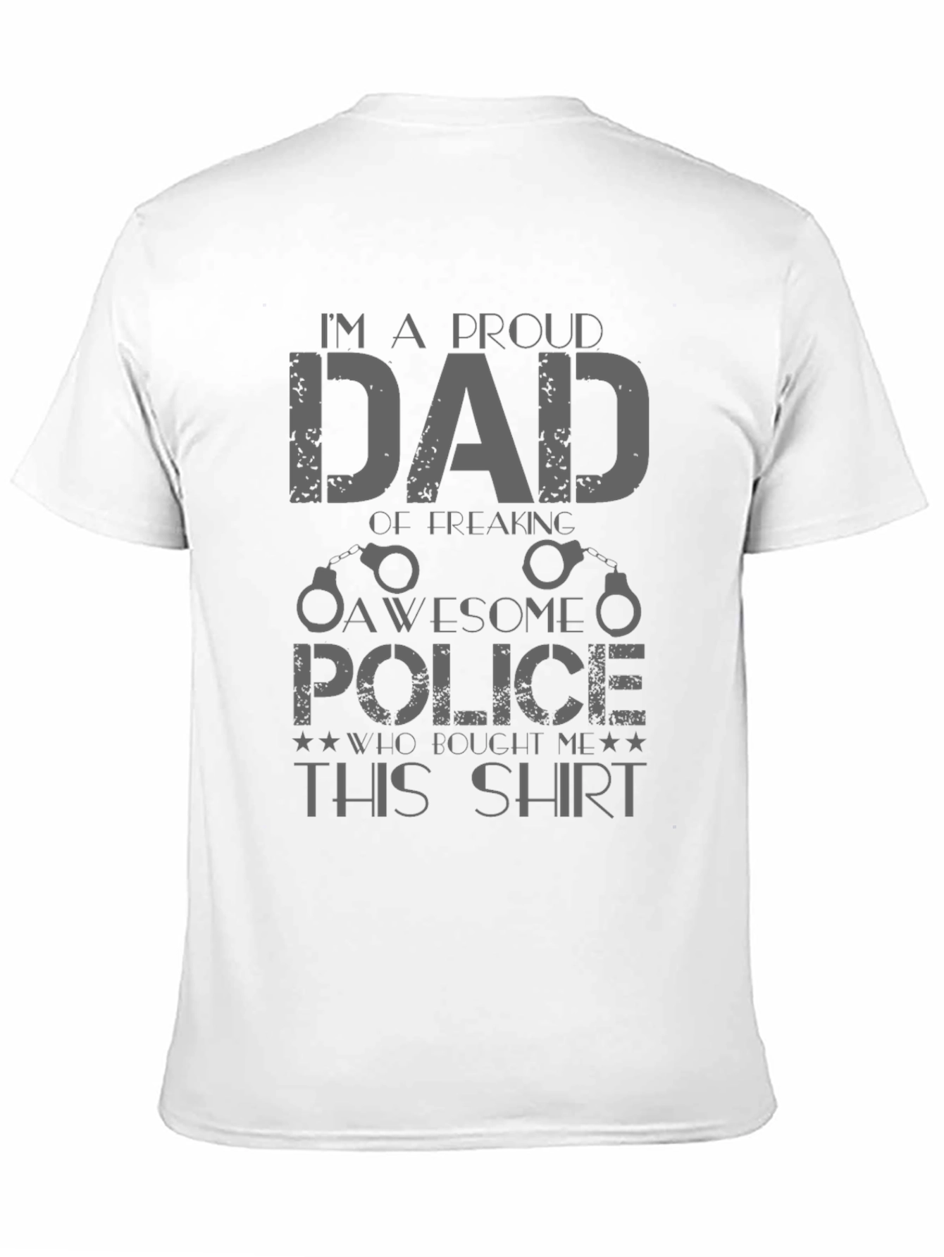 Black Proud Dad of Awesome Police T-Shirt view 11
