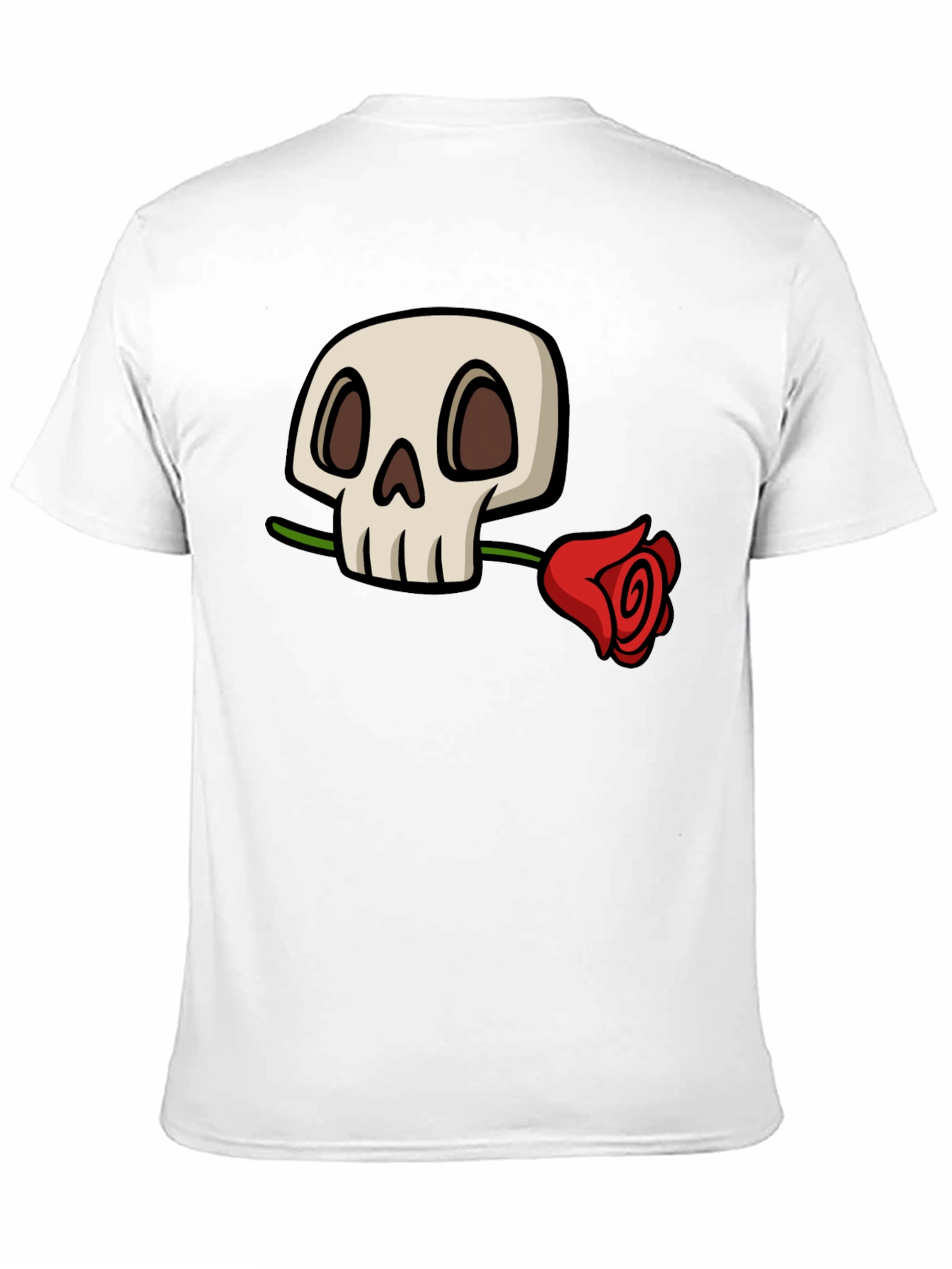 Black Skull and Rose Graphic T-Shirt - Cool Black Tee view 11